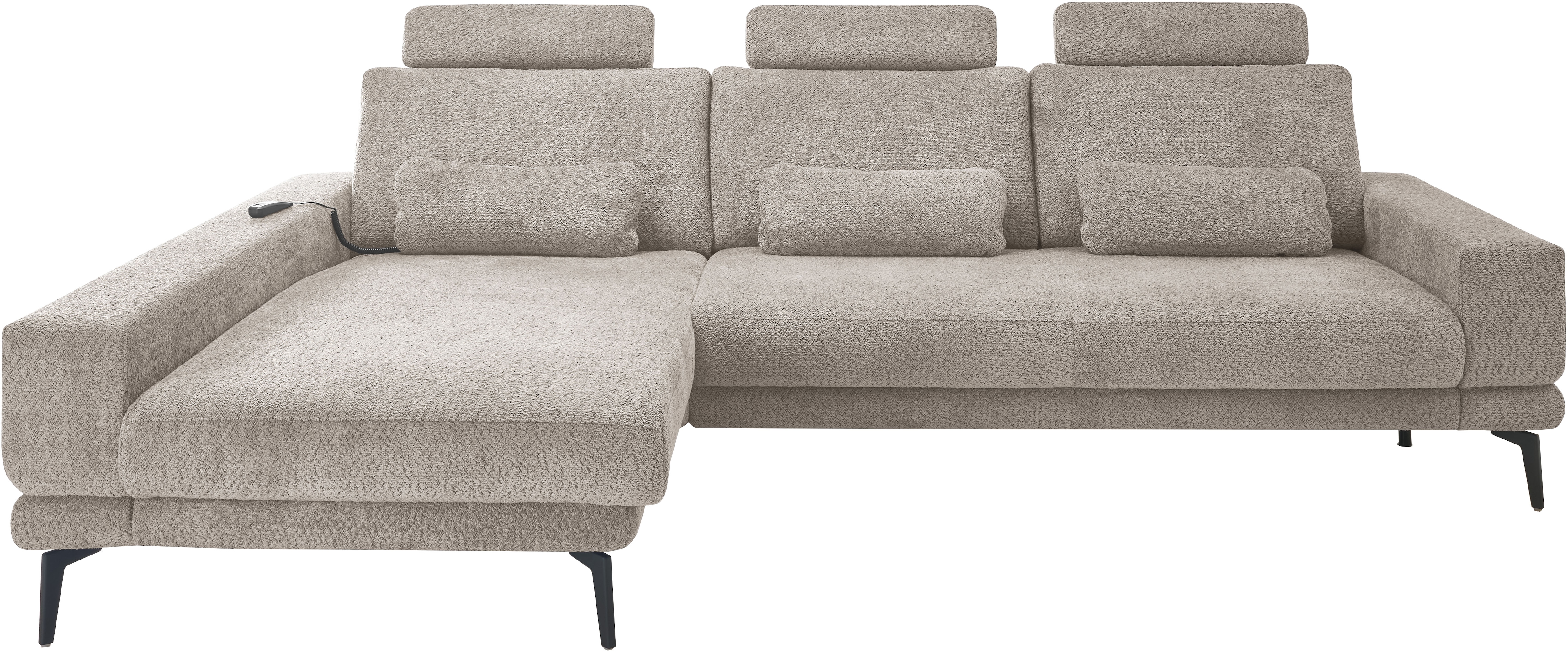 set one by Musterring Ecksofa "SO 3600, inkl motor. Sitztiefenverstellung, Kopfstützen, Nierenkissen" Sitzhöhe 44 cm, Federkern, Breite 293 x Tiefe 180 cm, Kama stone