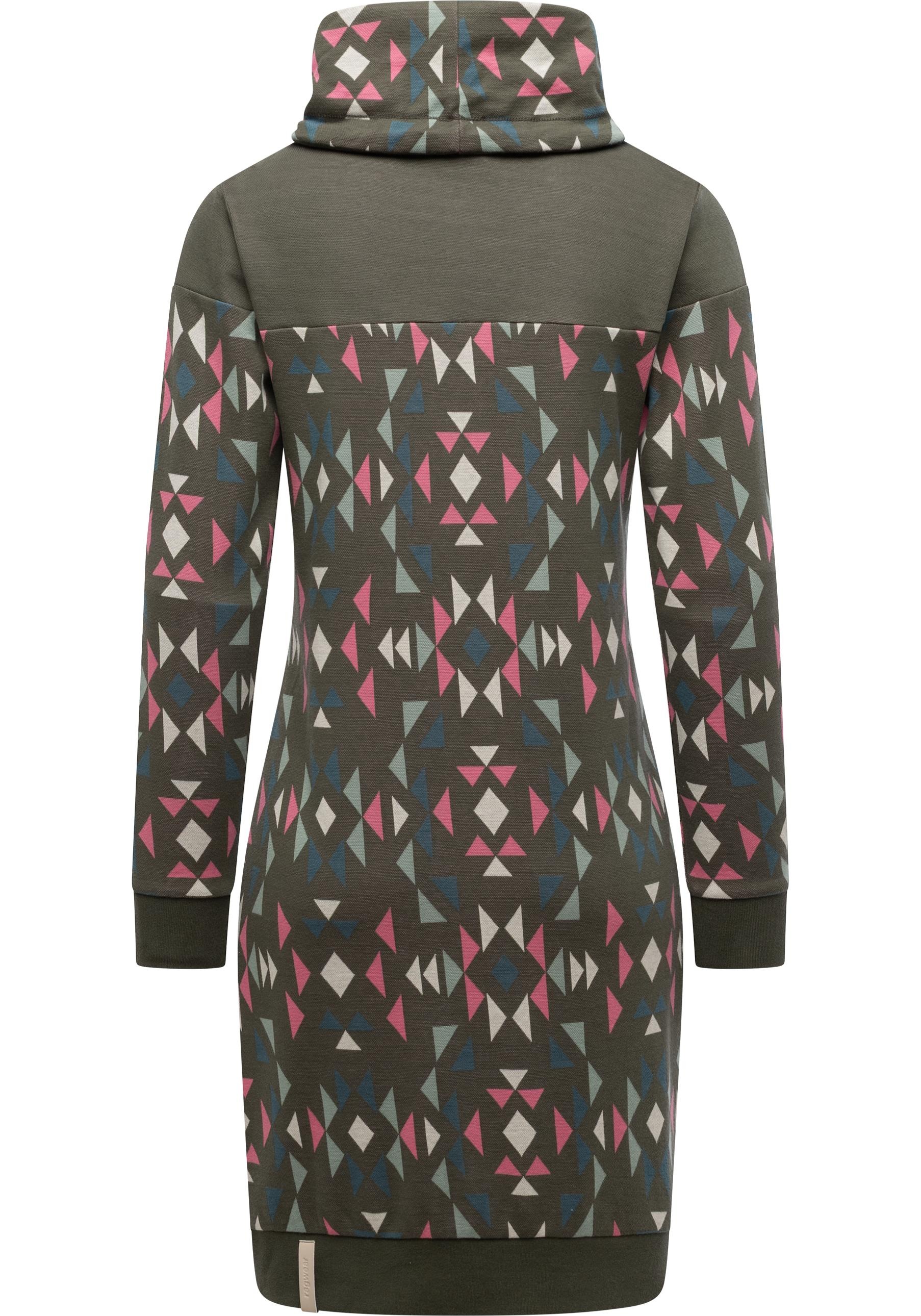 Ragwear Sweatkleid »Chlloe Aztec YOUMODO« Ohne Taschen stylisches Langarm Midikleid mit Aztec-Muster