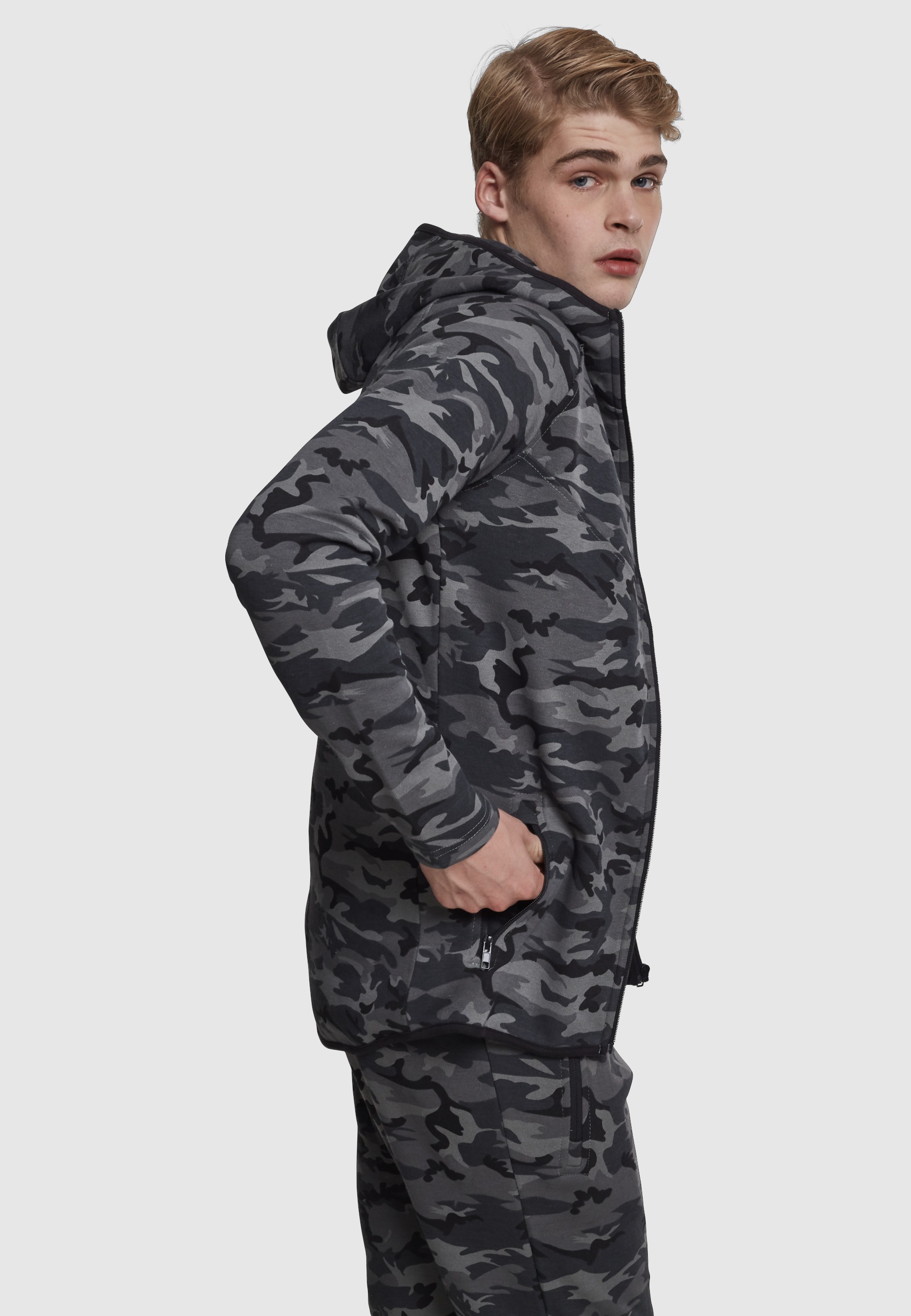 URBAN CLASSICS Langmantel »Urban Classics Herren Interlock Camo Zip Jacket«