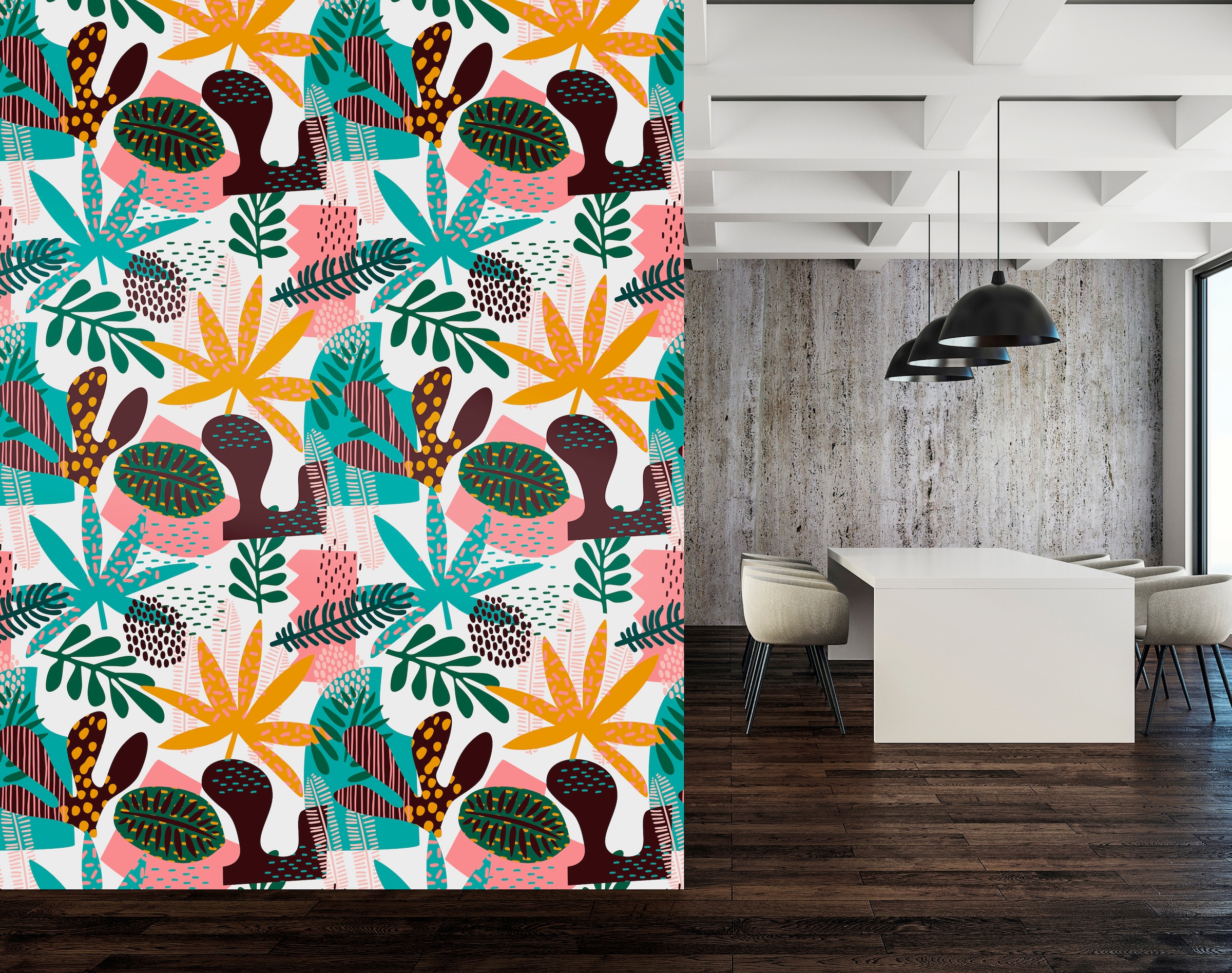 queence Vinyltapete »Liva«, bedruckt-Motiv-botanisch-floral-gemustert-natürlich, 90x250cm, selbstklebend, kinderleichte Anbringung, Sticker