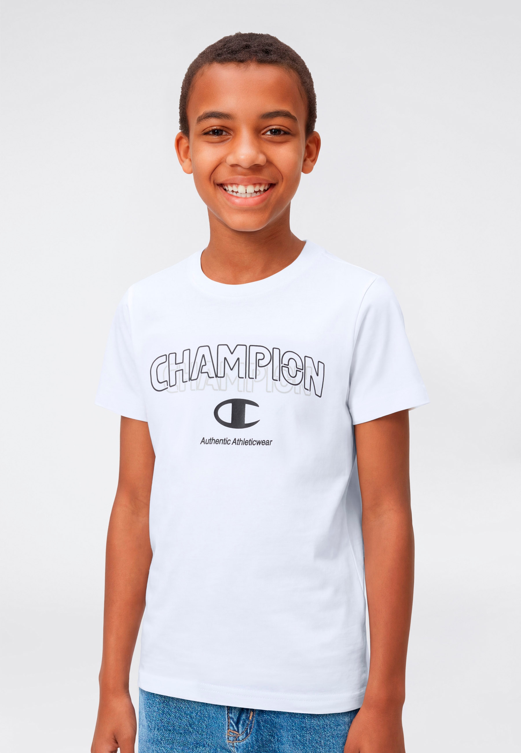 Champion T-Shirt "Graphic T-Shirt" für Kinder, sportlicher Stil, Kurzarm, Rundhalsausschnitt