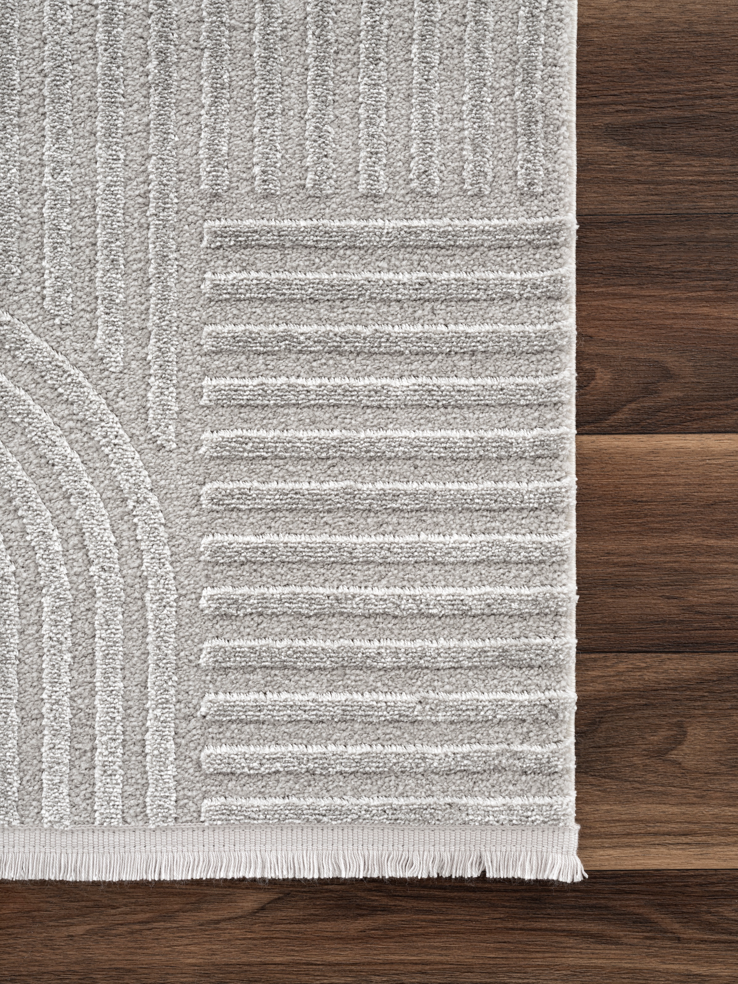 OTTO home Teppich »Jonnis, mit Fransen, Boho-Design, Scandi, Designteppich« rechteckig 9 mm Höhe Hoch-Tief, 3D Optik, skandinavischer Stil, Wohnzimmer, Schlafzimmer