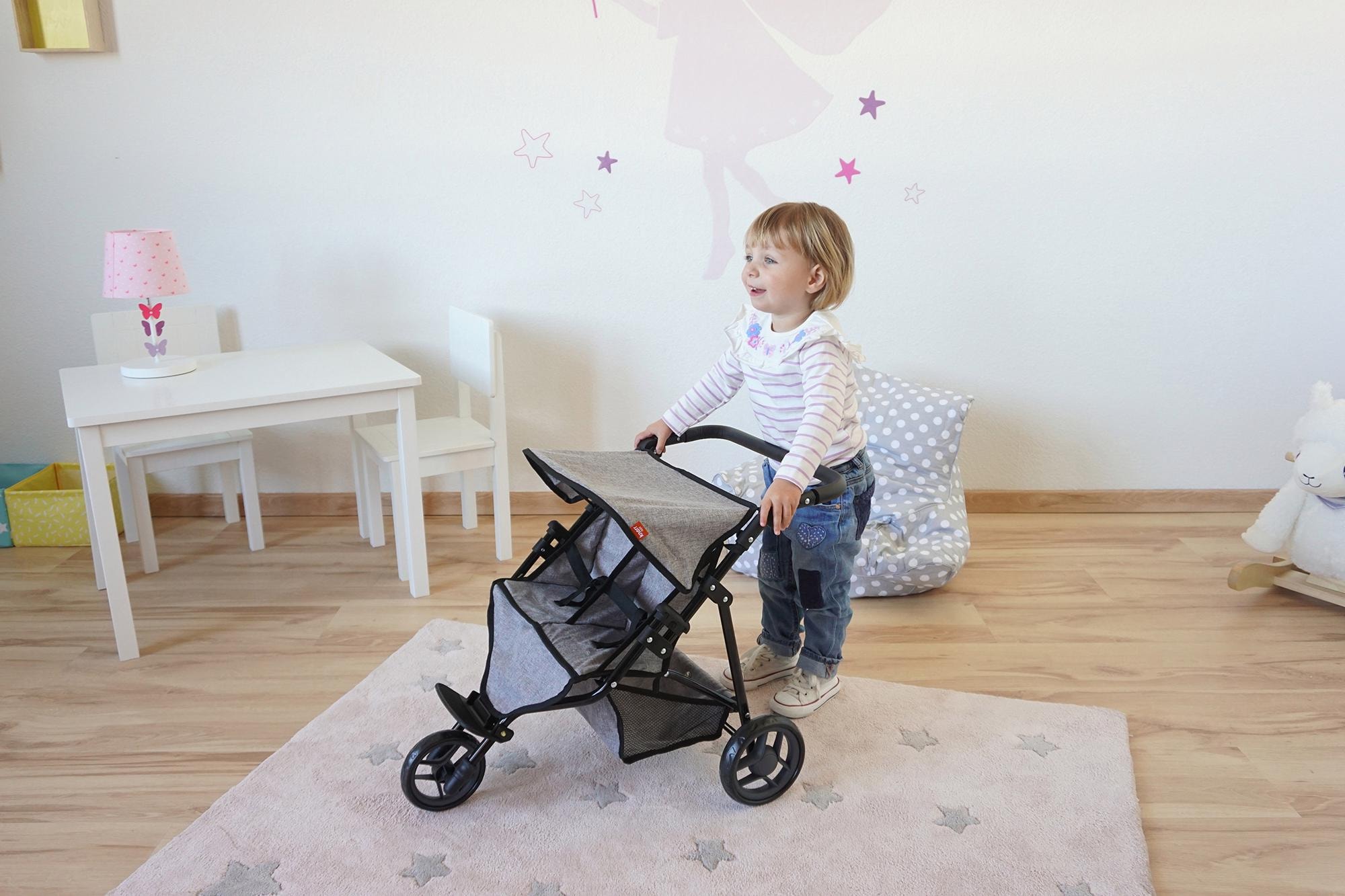 Knorrtoys® Puppen-Zwillingsbuggy »Duo - Jeans Grey«