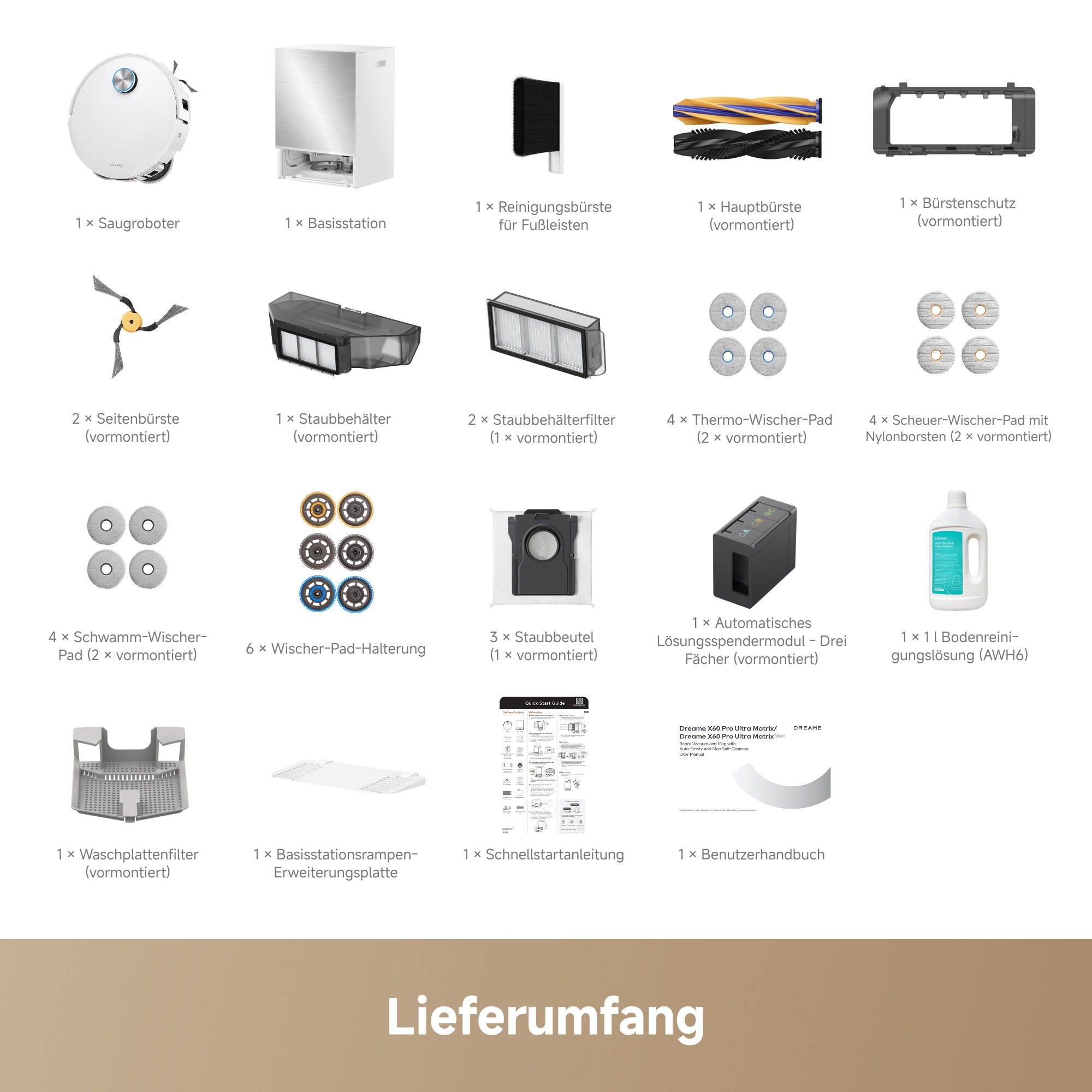 Dreame Saugroboter »X60 Pro Ultra Complete« 42.000 Pa , Multi-Wischmopp, KI-Dual-Kamera