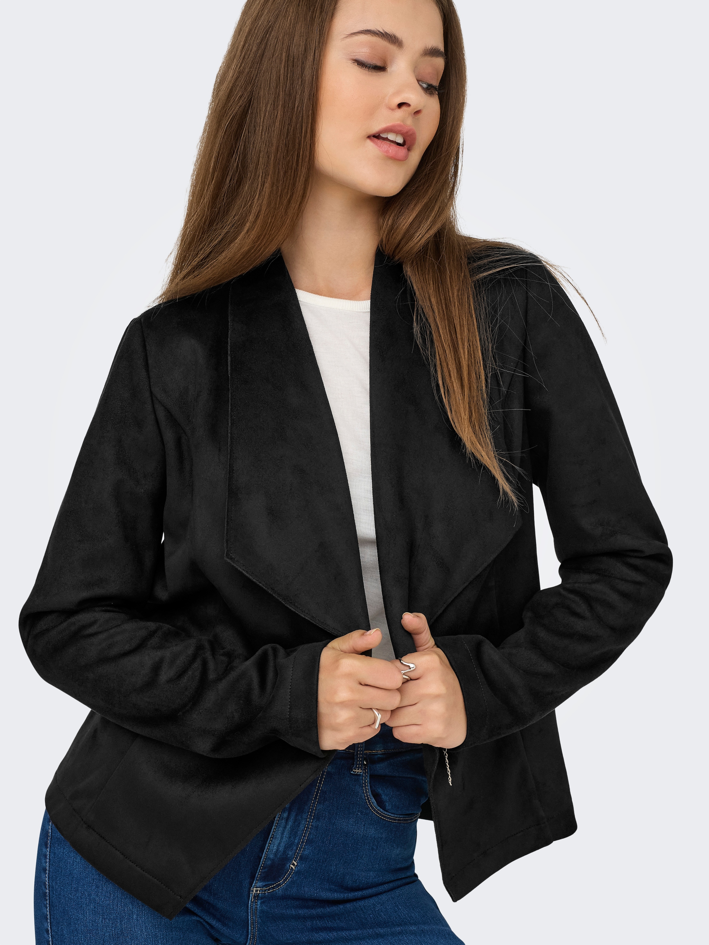 ONLY Kurzjacke »ONLJOLINE FAUX SUEDE DRAPY JACKET OTW« in Wildleder Optik