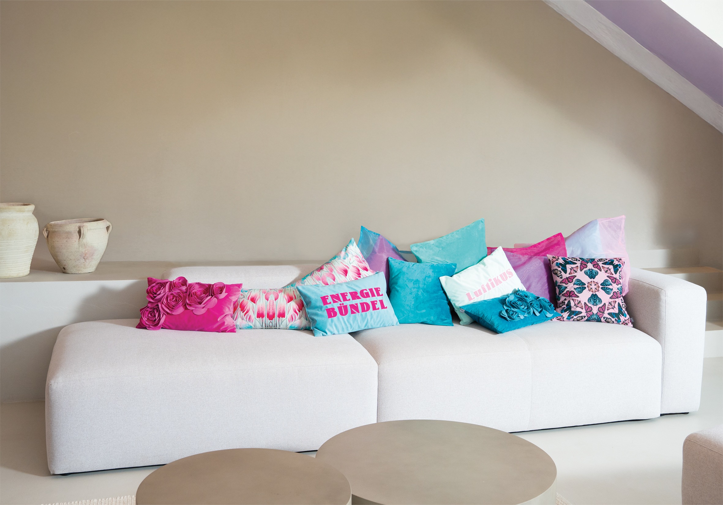 PAD Dekokissen »LETTERS« farbige Keder, mit Schriftzug, verschiedene Größen