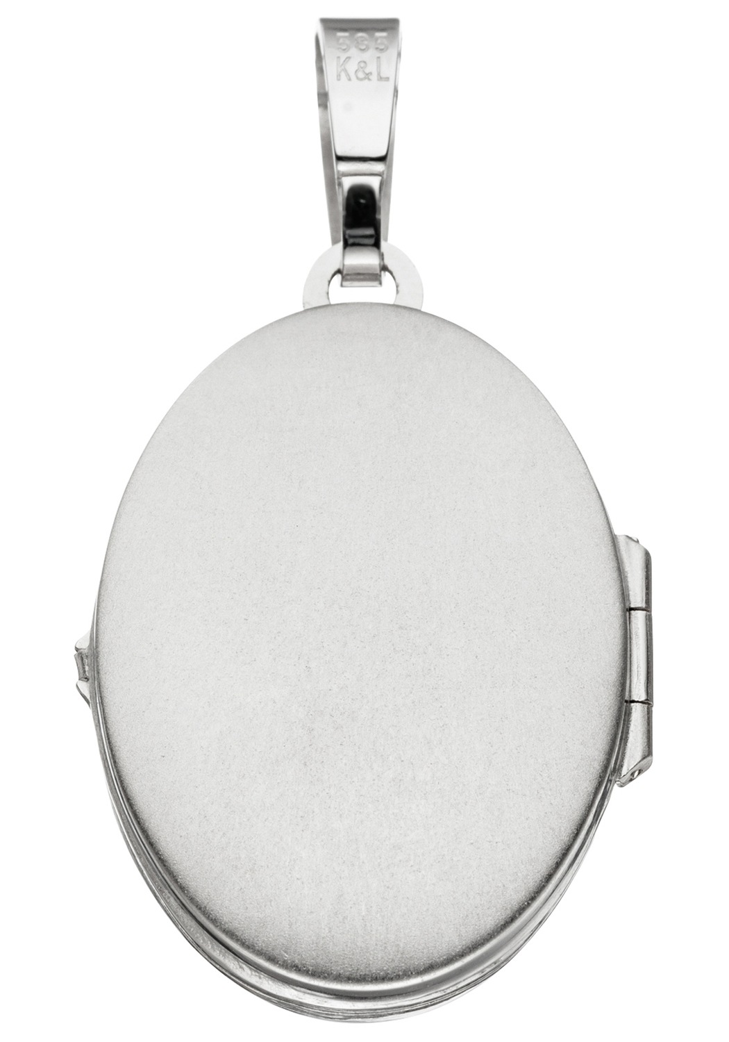 JOBO Medallionanhänger »Anhänger Medaillon oval 30 mm« ()  585 Weißgold mit 3 Diamanten für 2 Fotos