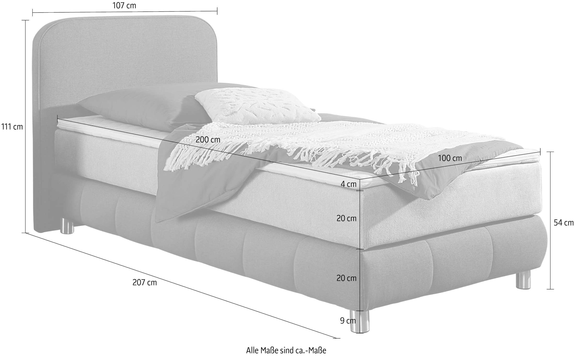 Home affaire Boxspringbett »Cesson, in verschiedenen Breiten«, inkl. Topper, wahlweise in H2, H3 oder H4 erhältlich