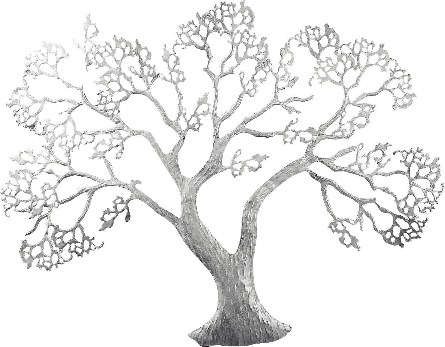 GILDE Wanddekoobjekt »Wandrelief Baum, | im & dekorativ BAUR silber«, Esszimmer aus Wanddeko, kaufen Metall, Wohnzimmer