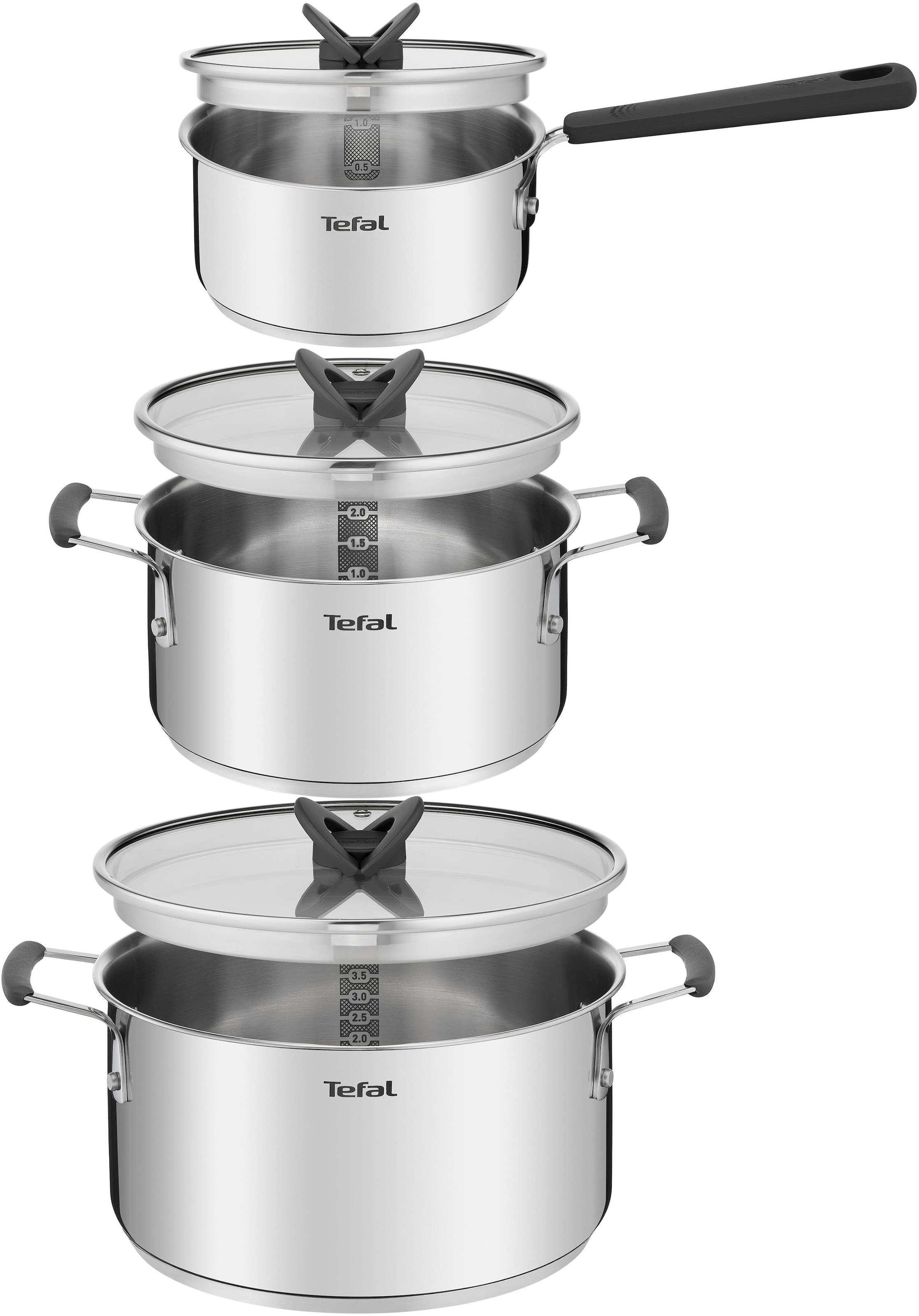 Tefal Topf-Set "G7376S OptiSpace" Set, Stielkasserolle 16 cm, Kochtopf 20/2 günstig online kaufen