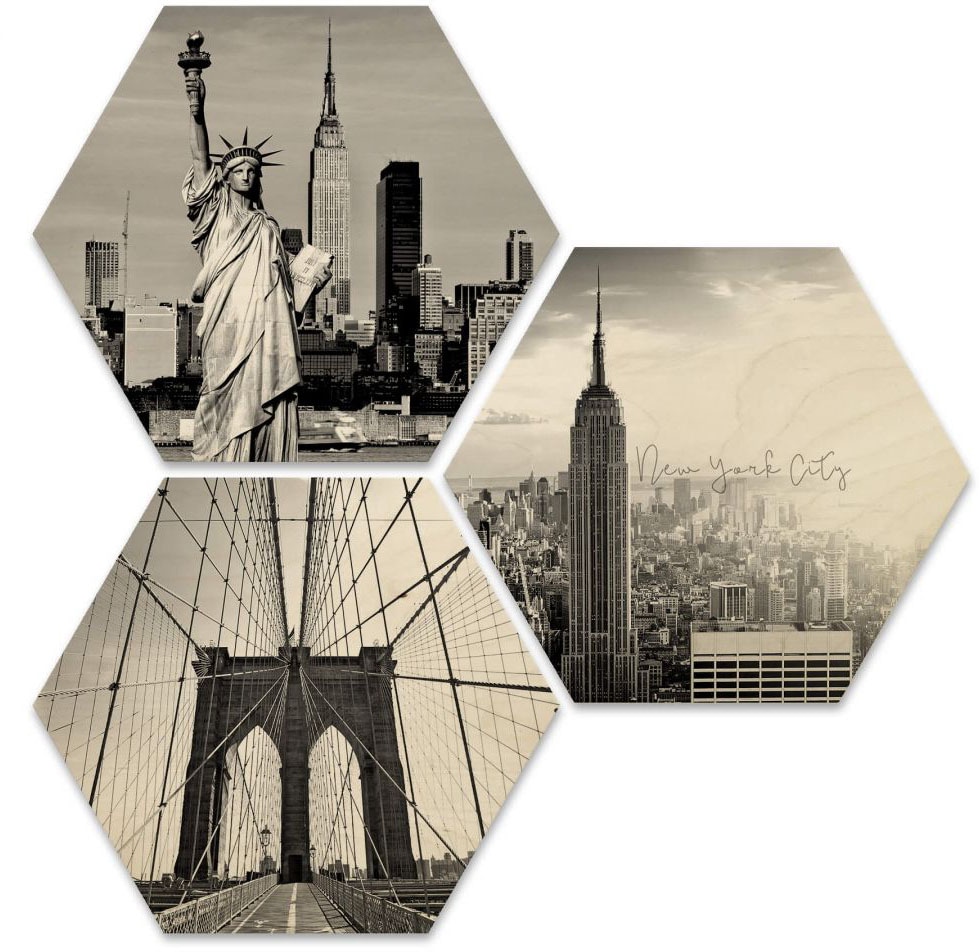 Wall-Art Mehrteilige Bilder »Impression Collage«, St.) BAUR (Set, bestellen 3 York New 
