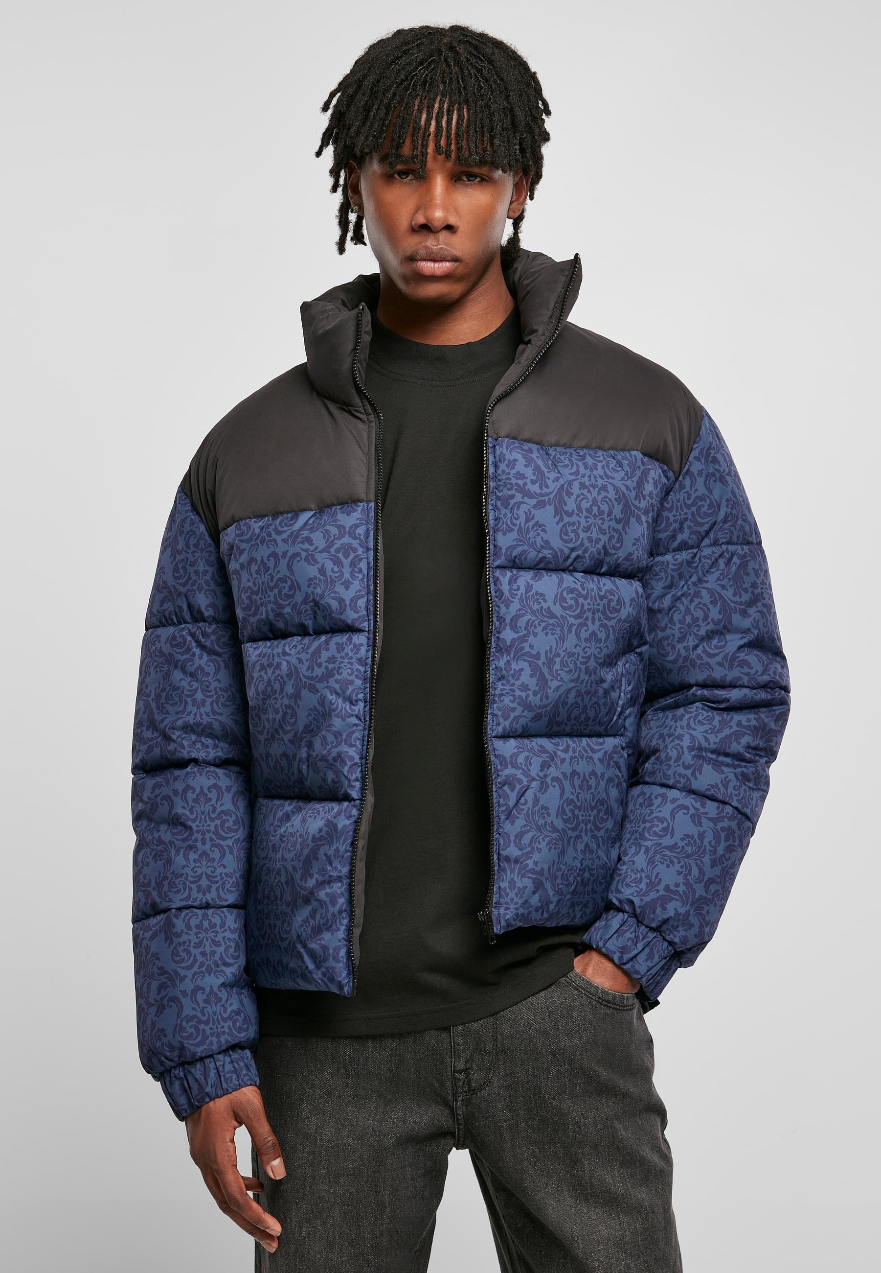 URBAN CLASSICS Winterjacke »Urban Classics Herren AOP Retro Puffer Jacket«, (1 St.), ohne Kapuze