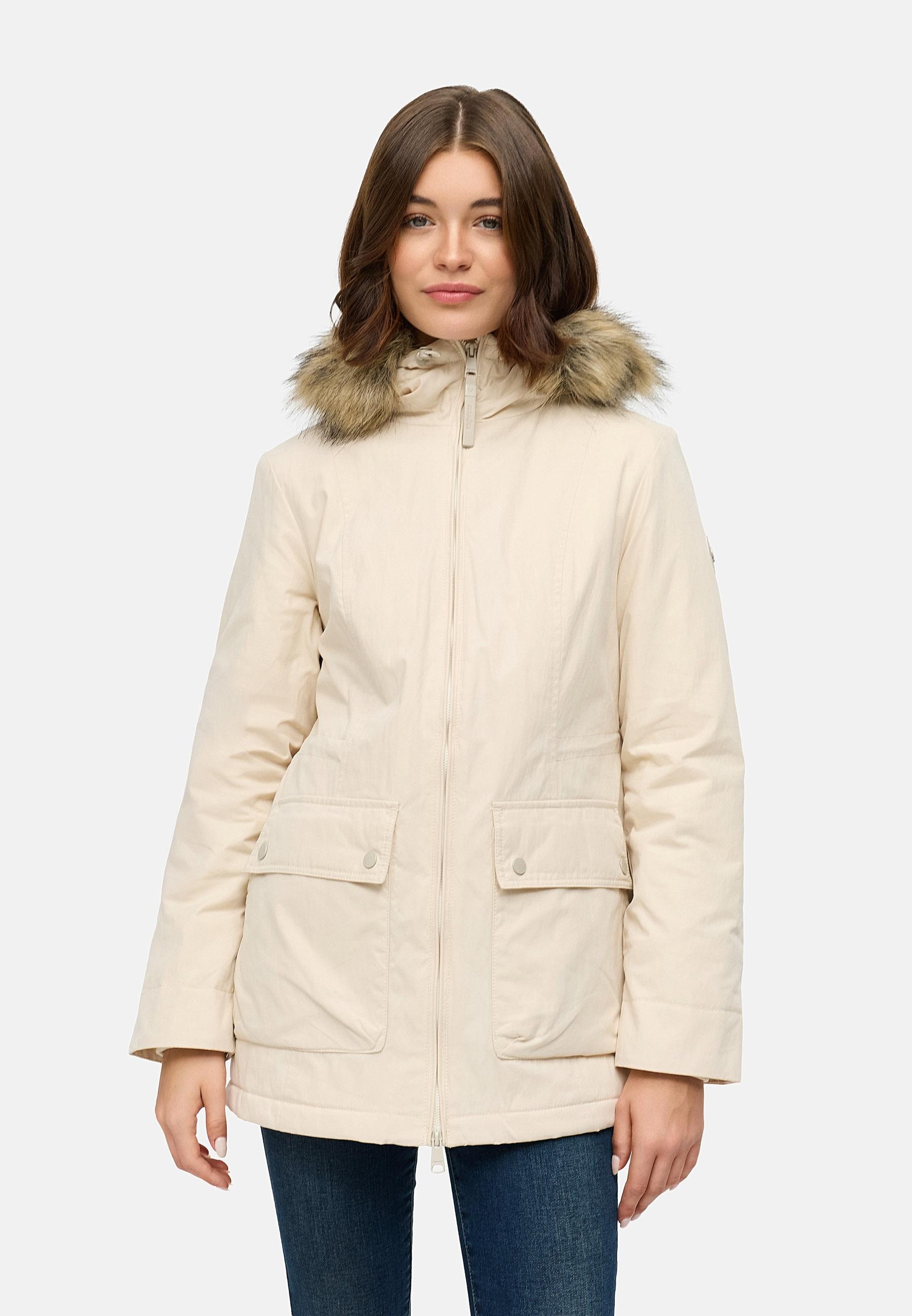 Ragwear Kurzmantel »Monadetta Warm«, Kurzer Wintermantel mit Kunstfellbesatz