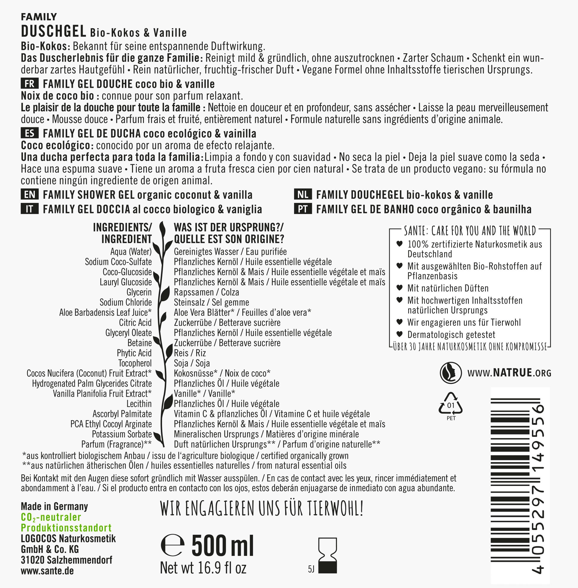 SANTE Duschgel »Sante Duschgel Bio-Kokos &amp; Vanille« TV8179