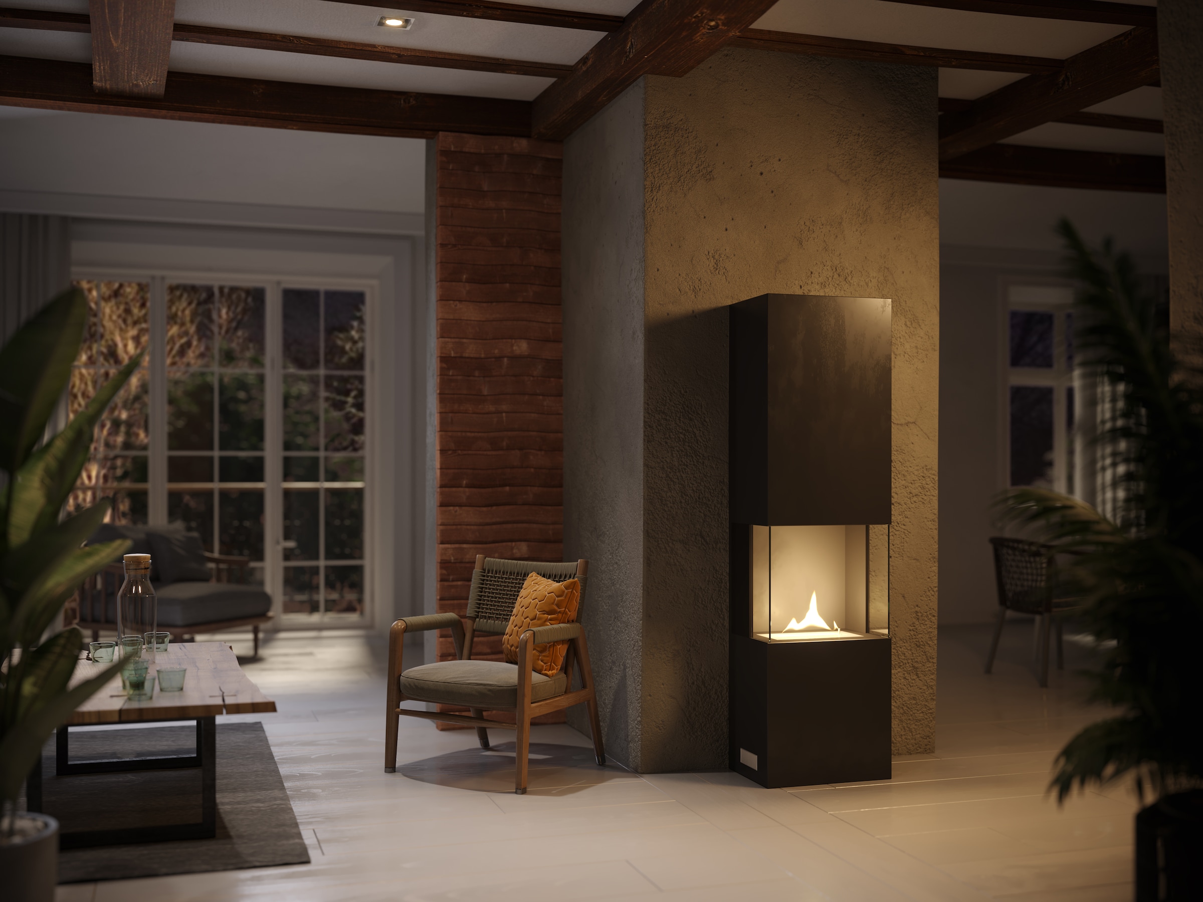 TENDERFLAME Dekokamin »Ambientekamin »INDIE 180«« mit Brenner und flachem Docht