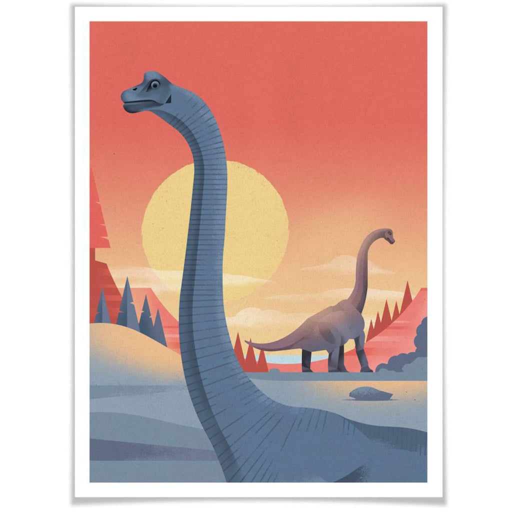 Wall-Art Poster »Brachiosaurus Dino Safari«, Dinosaurier, (1 St.)