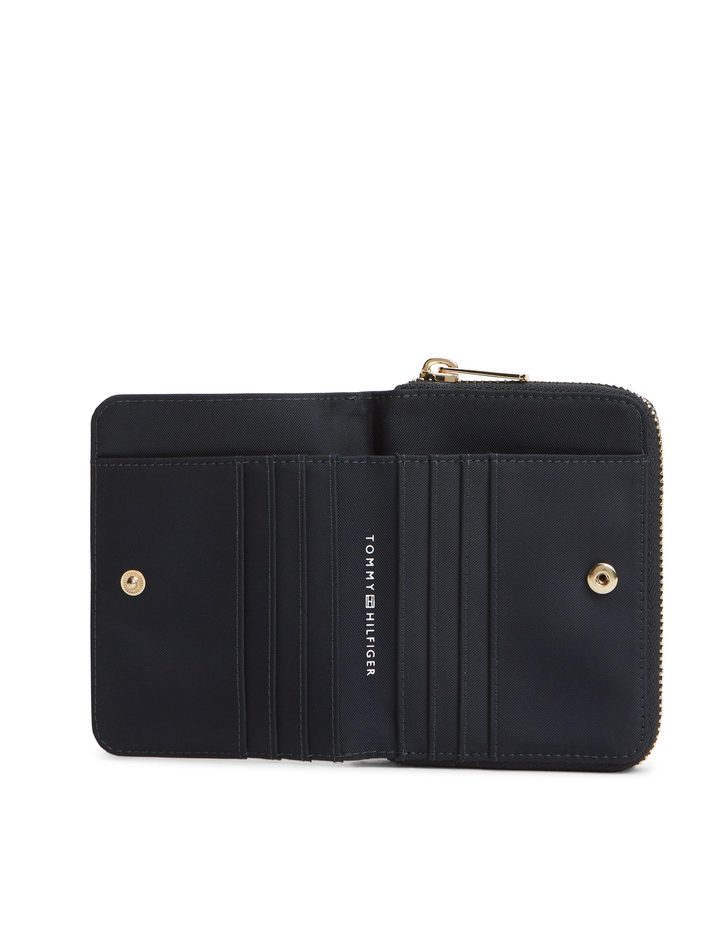 Tommy Hilfiger Geldbörse »TH ICON MED ZA W/FLAP NYLON« Damen Portemonnaie, Geldbeutel mit TH-Schmuckelement