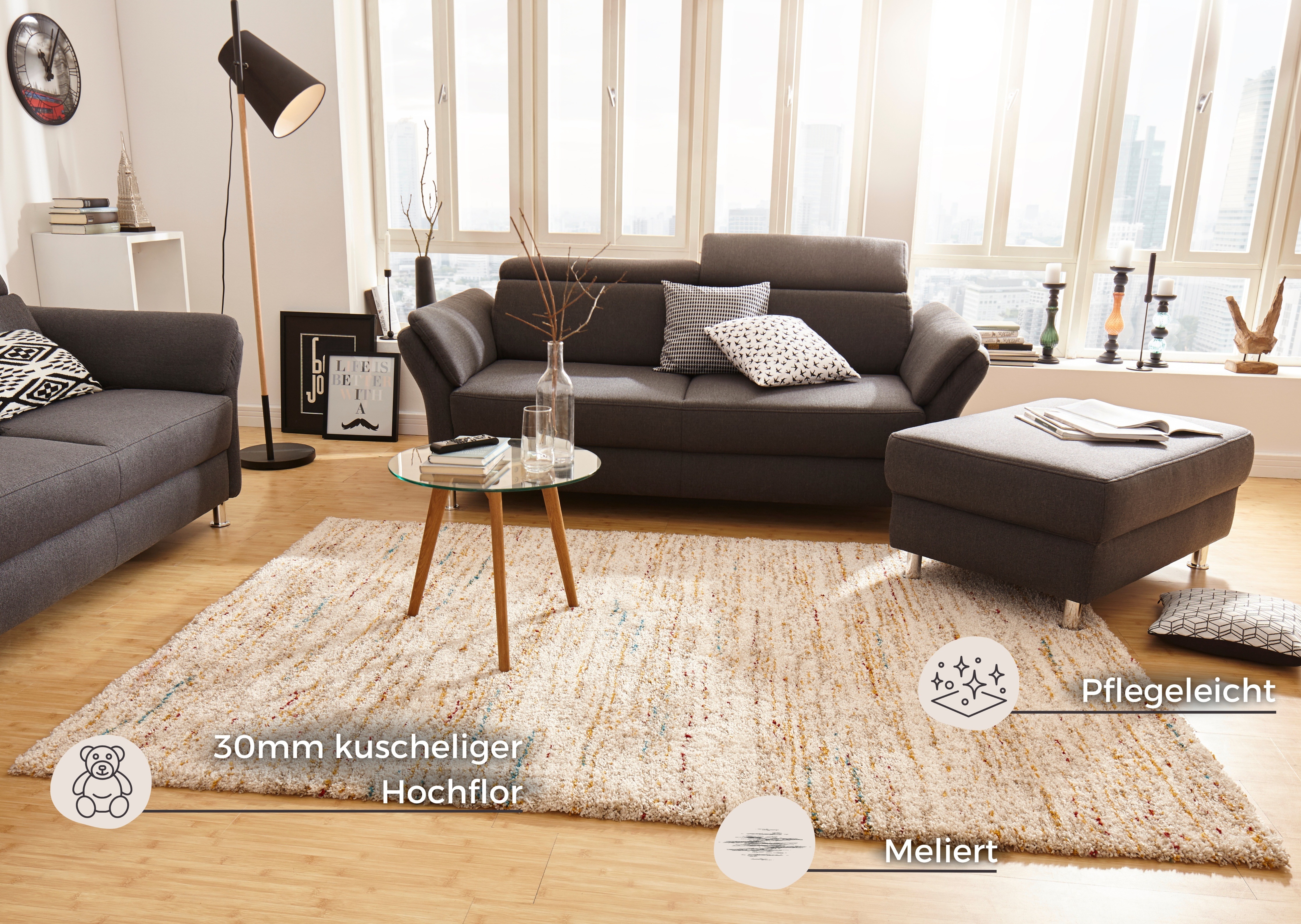 Thumbnail - HANSE Home Hochflor-Teppich "Chic" rechteckig 30 mm Höhe Shaggy, Weich, Flauschig, Flokati, Meliert, Wohnzimmer, Schlafz...