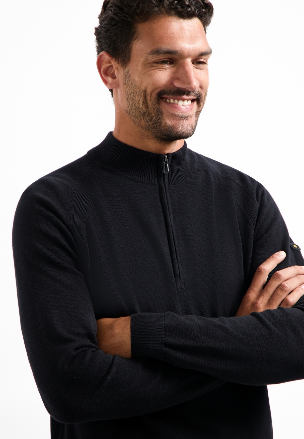 NO EXCESS Stehkragenpullover »No Excess Half-Zip-Pullover Pullover Half Zip High Collar Solid«