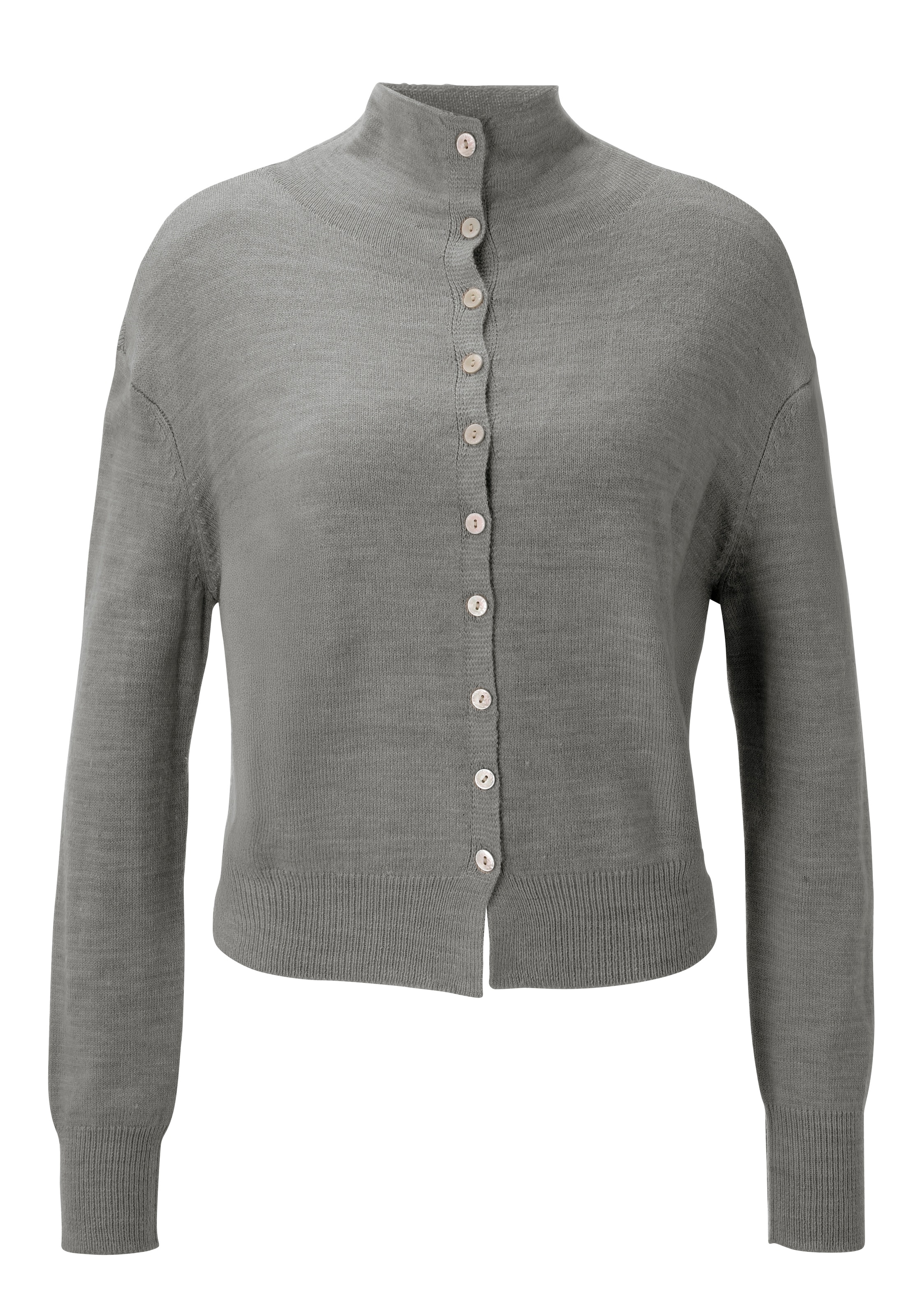 Aniston CASUAL Strickjacke mit Rollkante am Stehkragen - NEUE KOLLEKTION