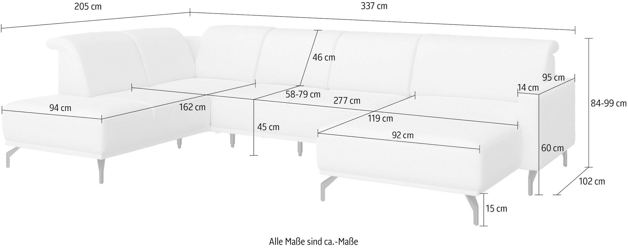 sit&more Wohnlandschaft »Bailando U-Form«, wahlweise mit Kopfteilverstellung und Vorziehsitz, motorisch
