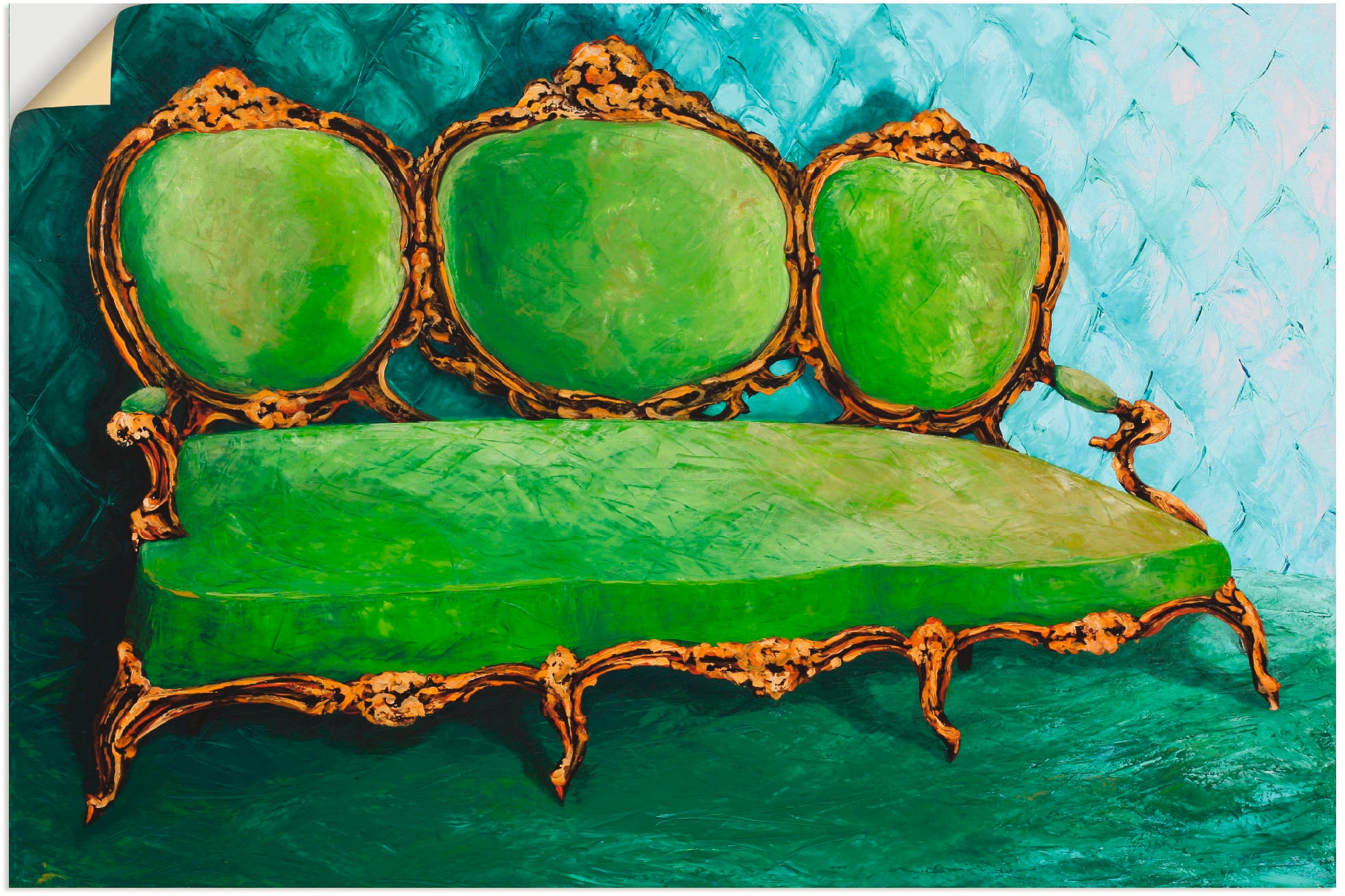 Wandbild »Sofa grün«, Innenarchitektur, (1 St.), als Leinwandbild, Wandaufkleber in...