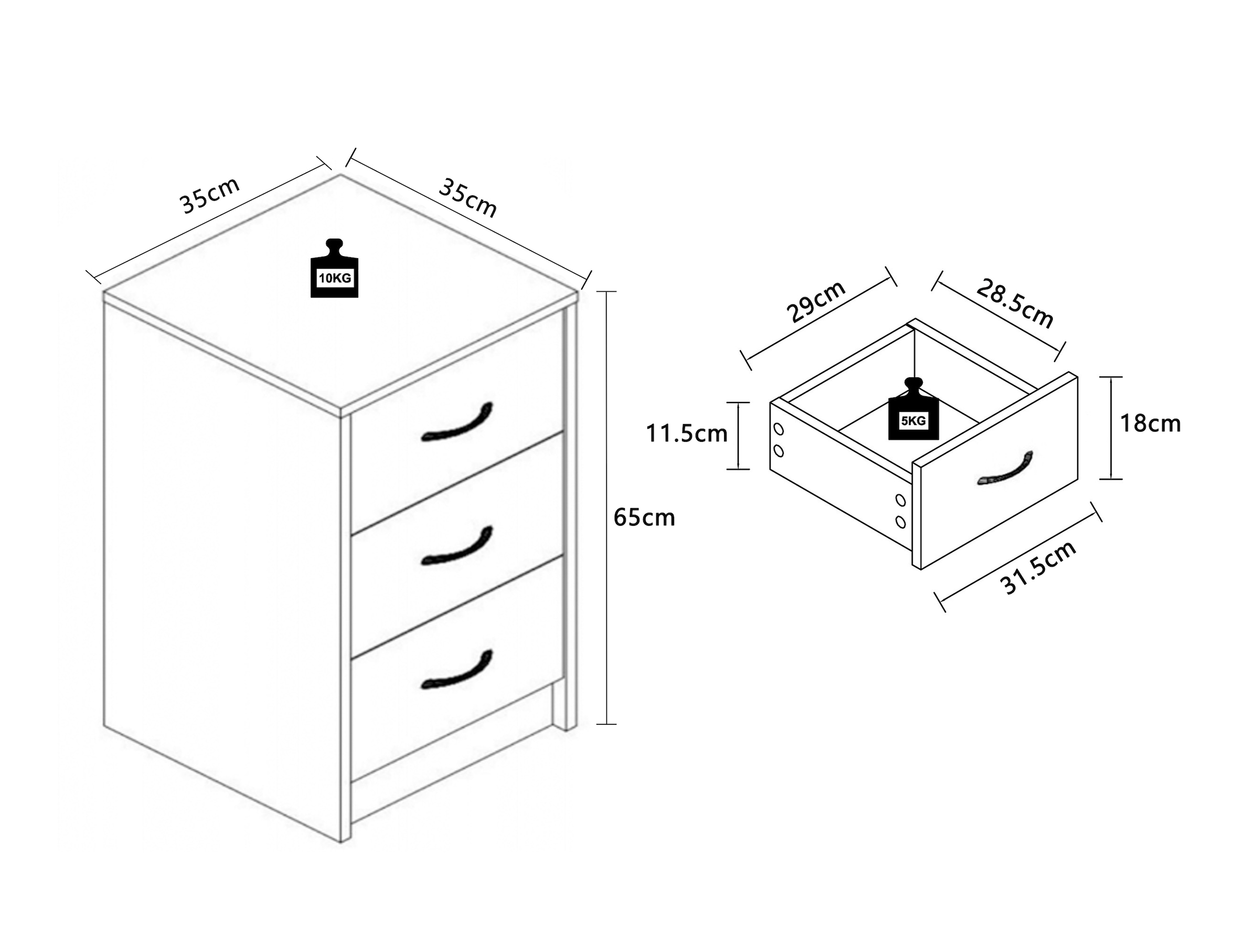 VCM Nachttisch »Holz Nachtschrank Nachttisch Schublade Boxal Maxi«