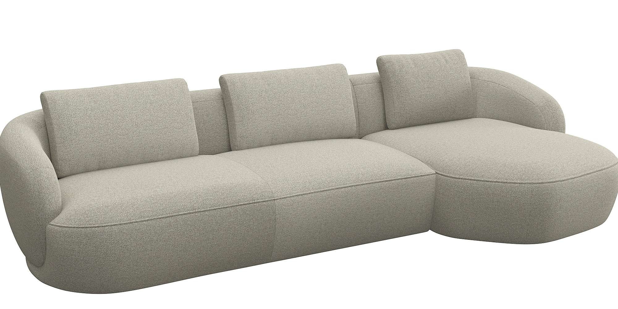FLEXLUX Wohnlandschaft »Torino, rund, L-Form, Sofa-Ecke mit Recamiere, Longchair-Sofa«, Modernes, organisches Sofa-Design, Kaltschaum, Wellenunterfederung