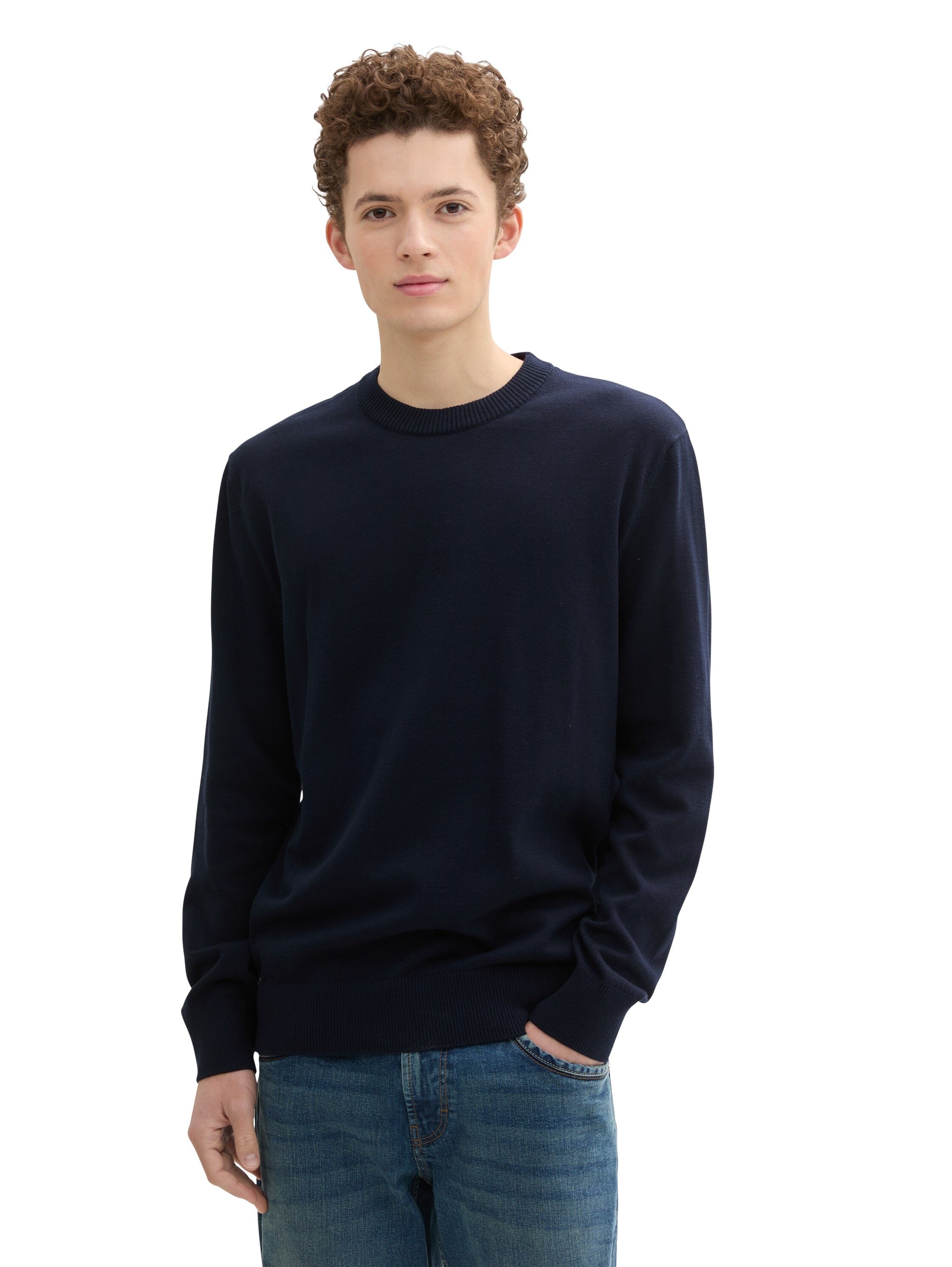 TOM TAILOR Denim Strickpullover, mit Rundhalsausschnitt