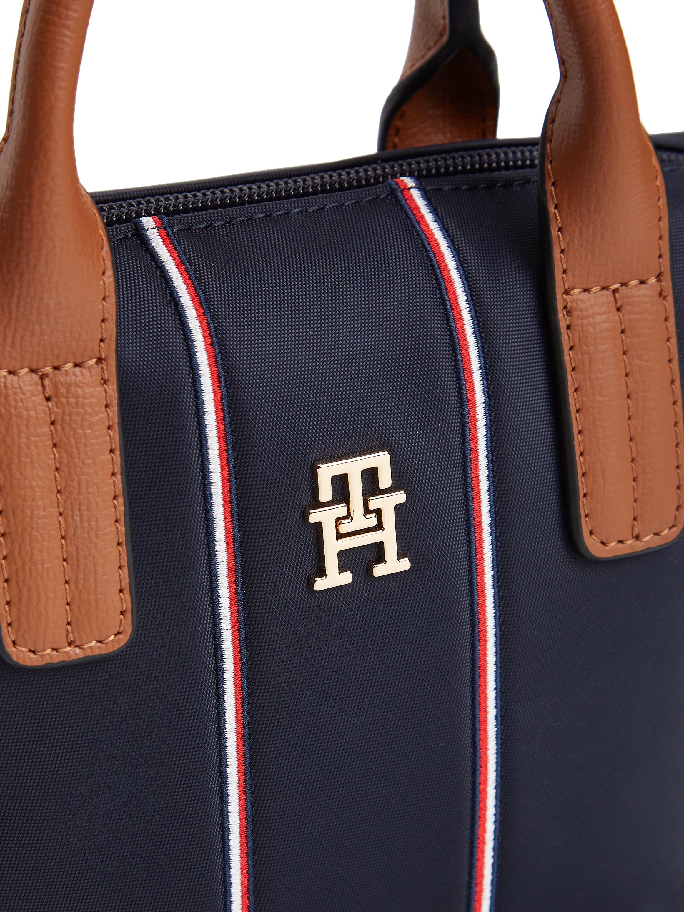 Tommy Hilfiger Tragetasche »POPETTE MICRO TOTE CORP« Damen Handtasche, Umhängetasche, Schultertasche mit TH-Schmuckelement