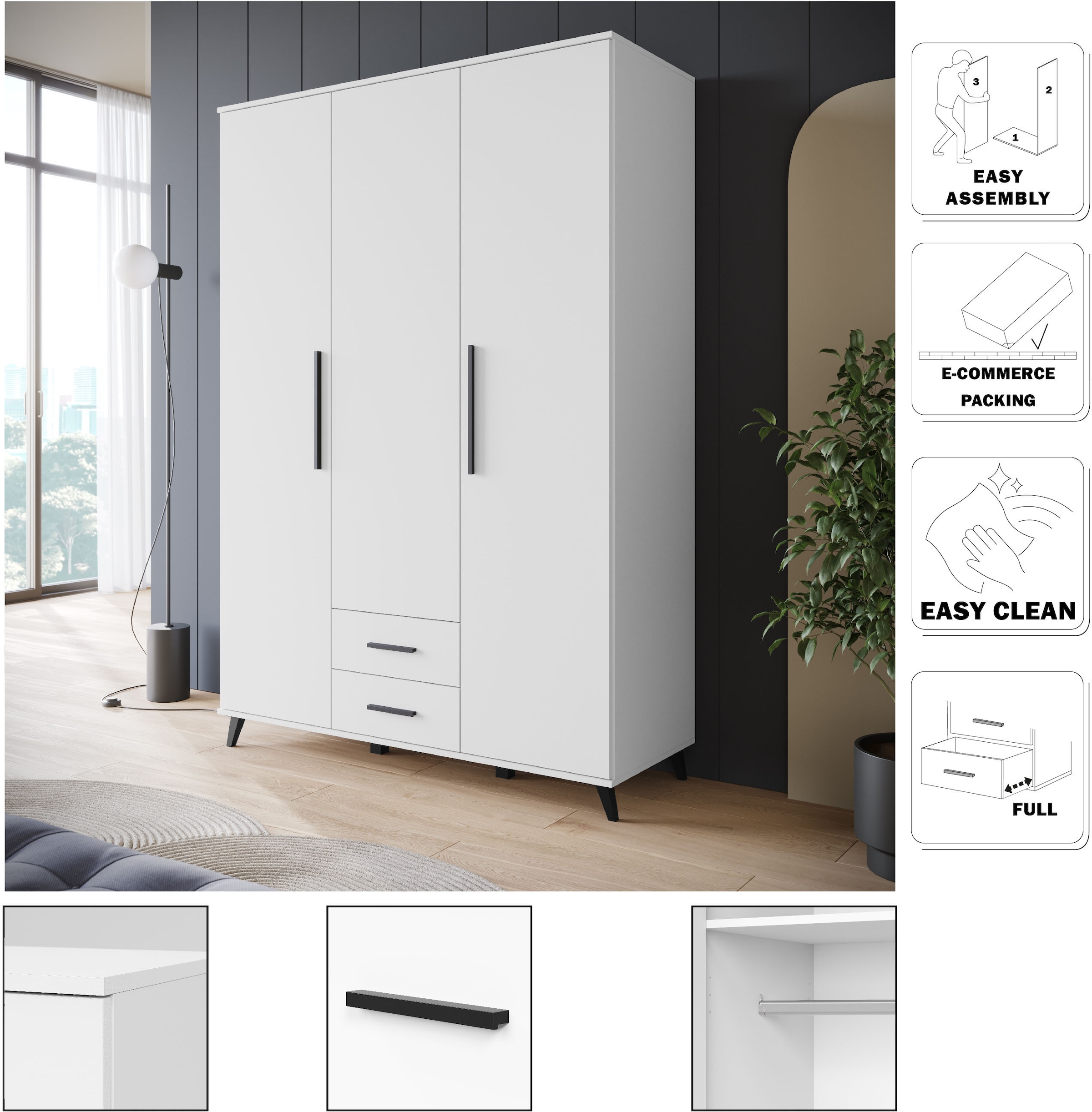 INOSIGN Kleiderschrank »Lagos, Garderobe«, (1 St.), Moderner Drehtürenschrank, FSC-zertifiziert, Schlafzimmerschrank