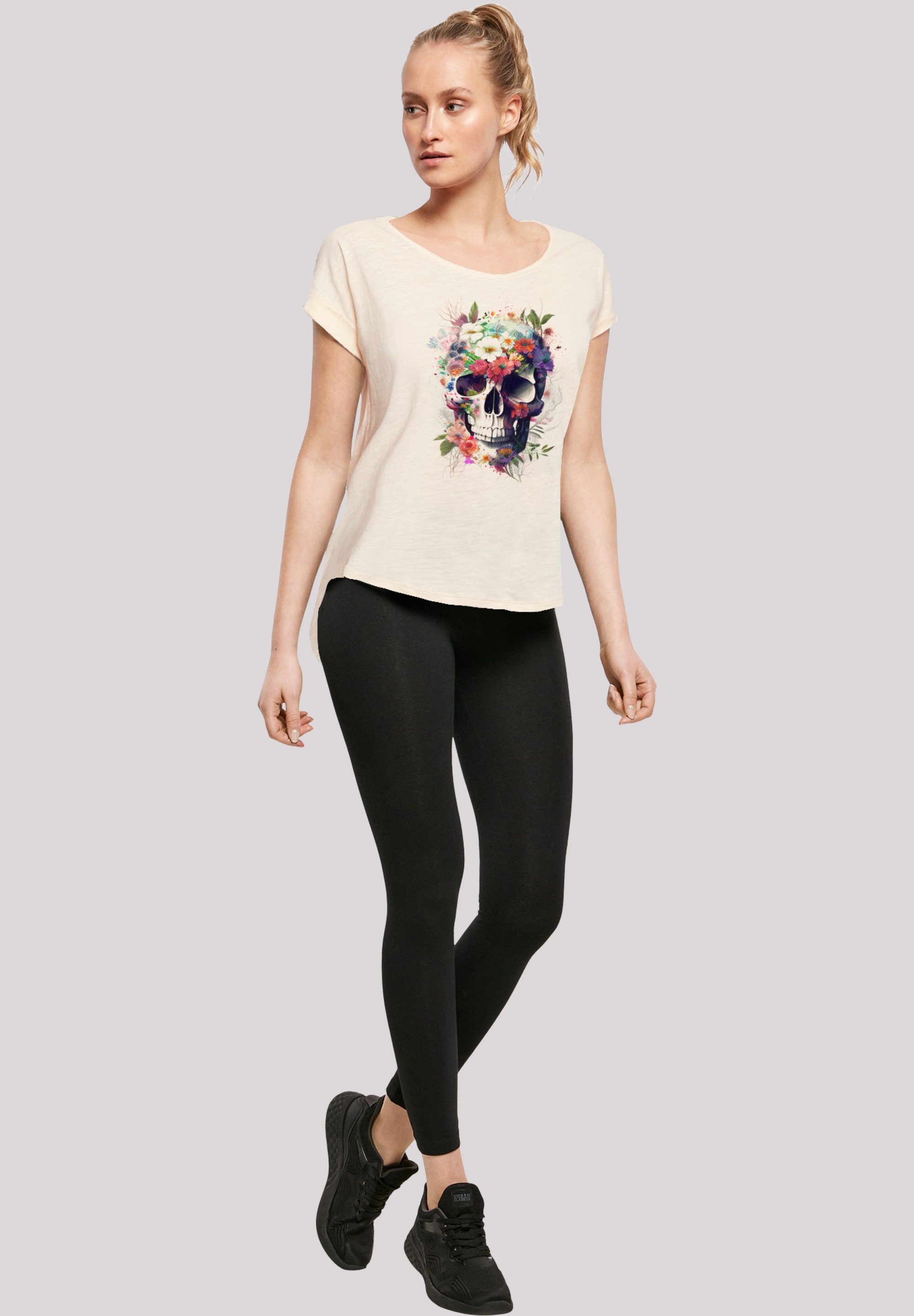 »Totenkopf T-Shirt Print bestellen F4NT4STIC BAUR | Blumen«,
