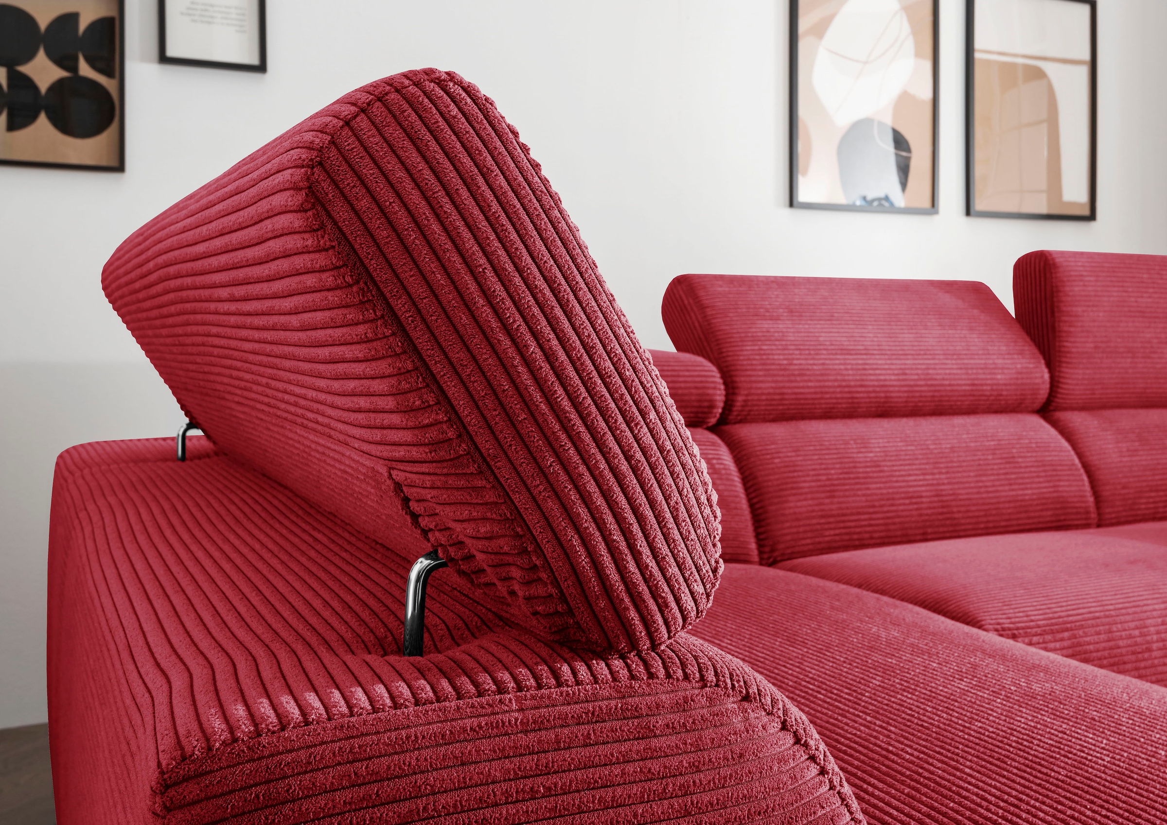 alina Ecksofa »Hikari«, wahlweise mit Sitzvorzug, in modernem Cordstoff, Breite 302 cm