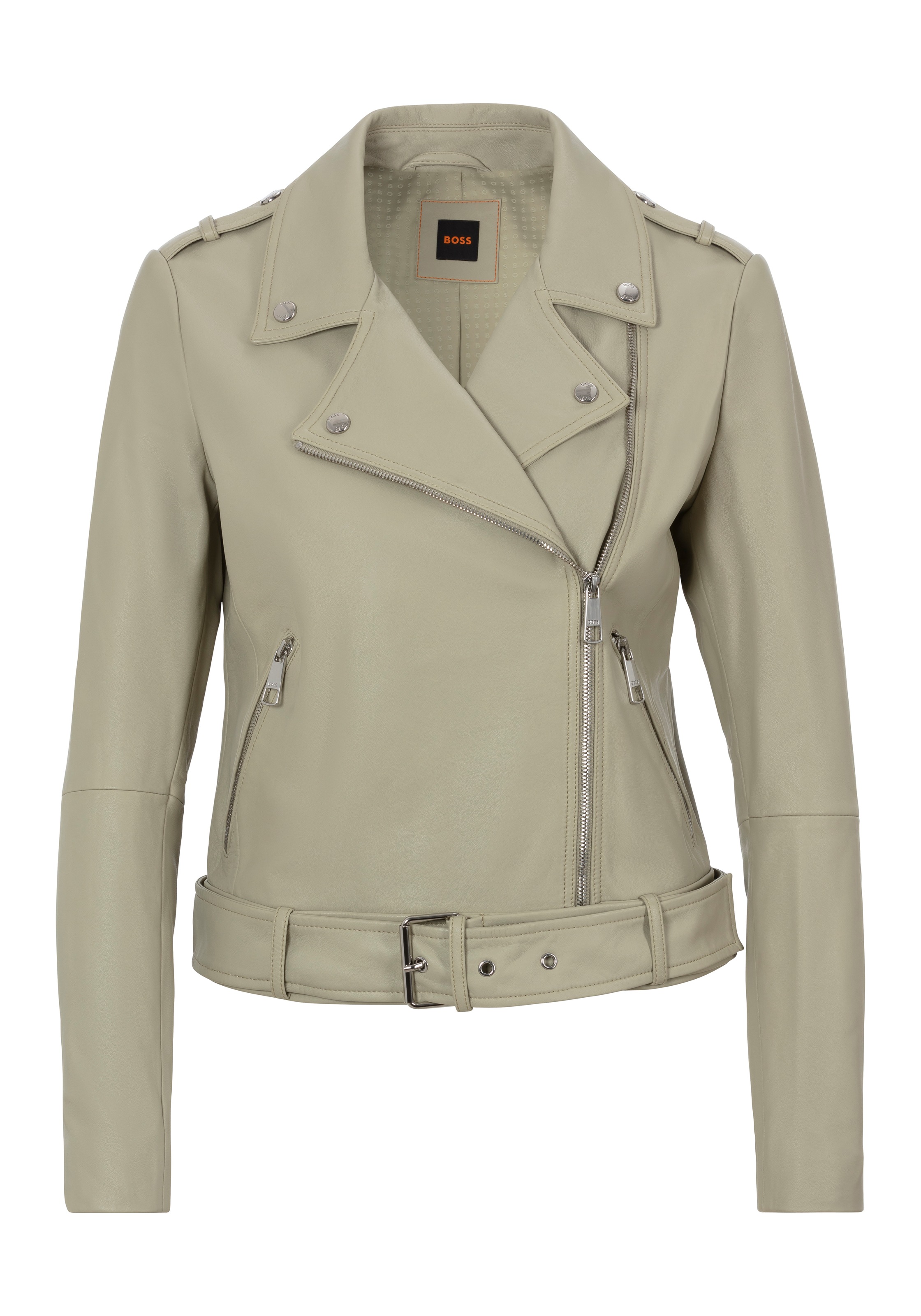 BOSS ORANGE Lederjacke "Sameli Premium Damenmode", mit Ziergürtel günstig online kaufen
