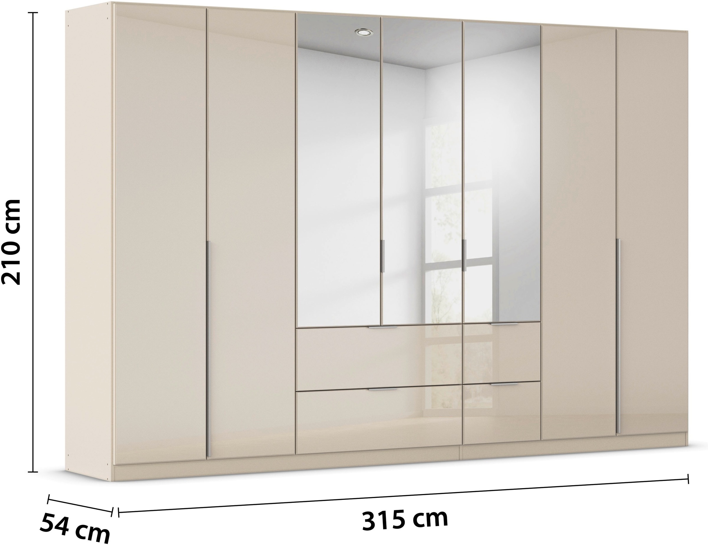 rauch Drehtürenschrank »Kleiderschrank Kleiderschränke Schrank Garderobe AGORDO mit Glasfront«, mit Außenschubkästen, in 6 Breiten und 2 Höhen MADE IN GERMANY