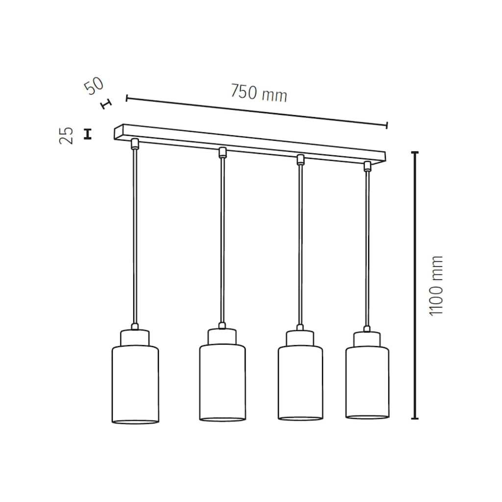 SPOT Light Pendelleuchte »BOSCO«, 4 flammig-flammig, Hängeleuchte,zeitlos, elegante Optik, Hochwertiger Schirm aus Glas