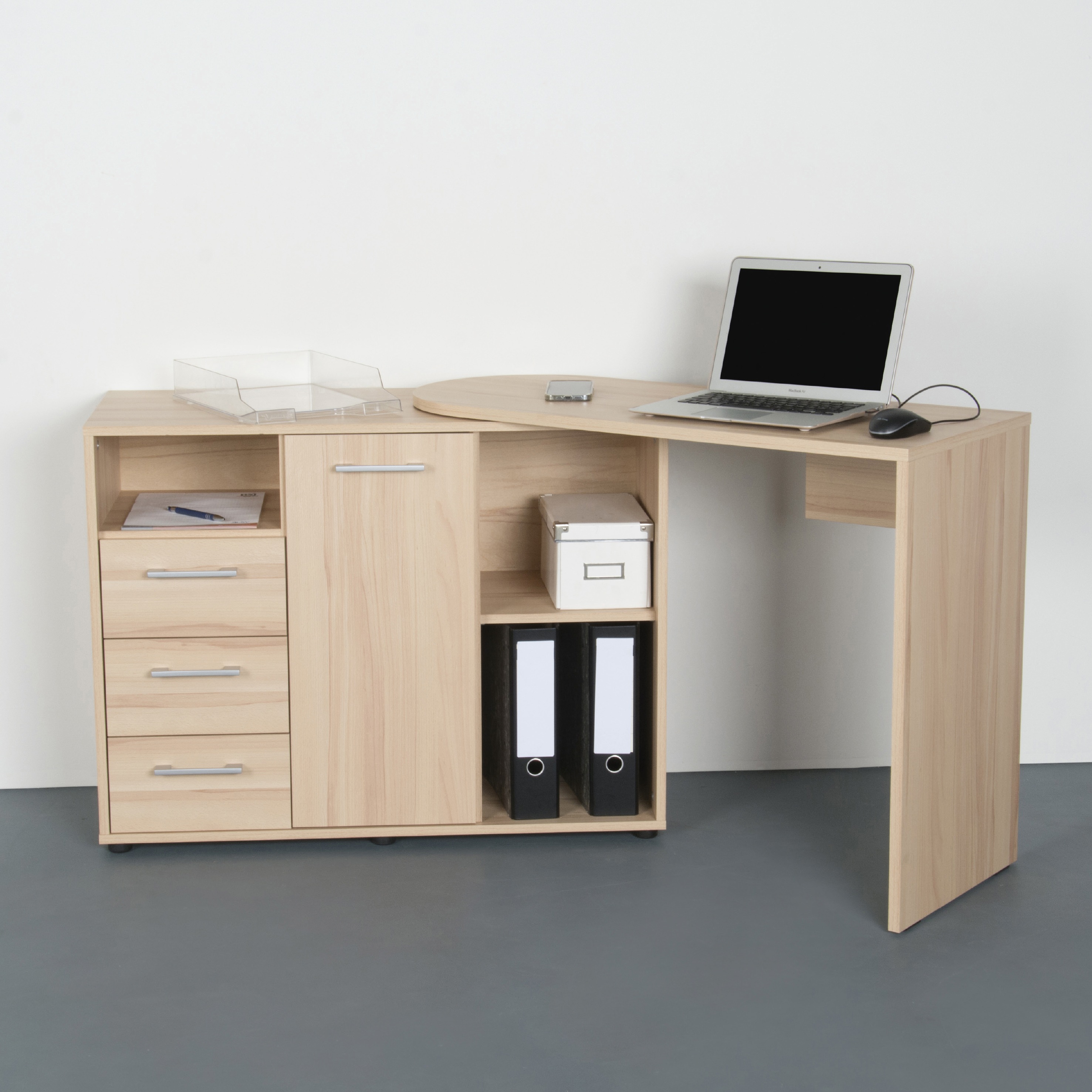 Thumbnail - VOGL Möbelfabrik Schreibtisch "1246 mit schwenkbarer Tischplatte" platzsparend, Breite 98-149 cm, Made in Germany