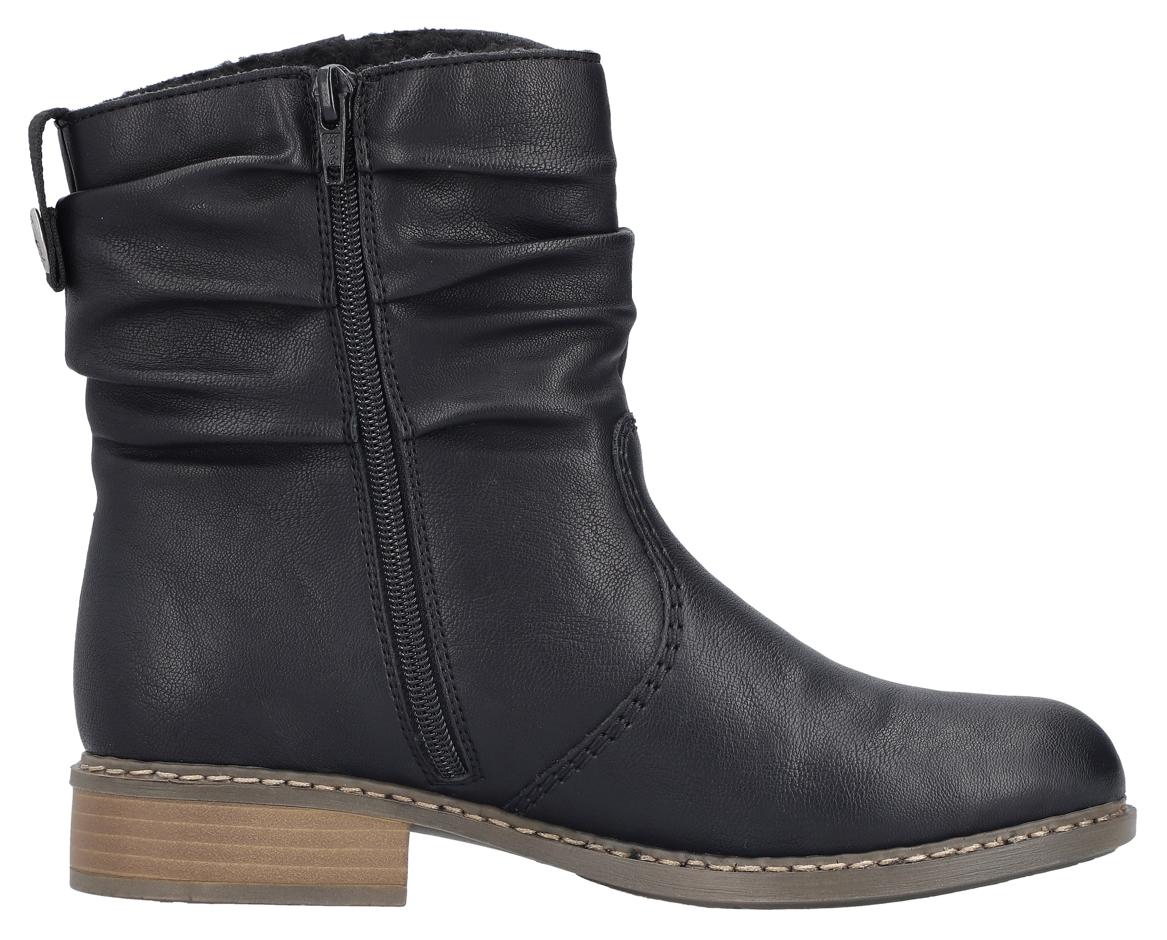 Rieker Winterboots, Winterstiefelette, Blockabsatz, Warmfutter, geraffter slouchy Schaft