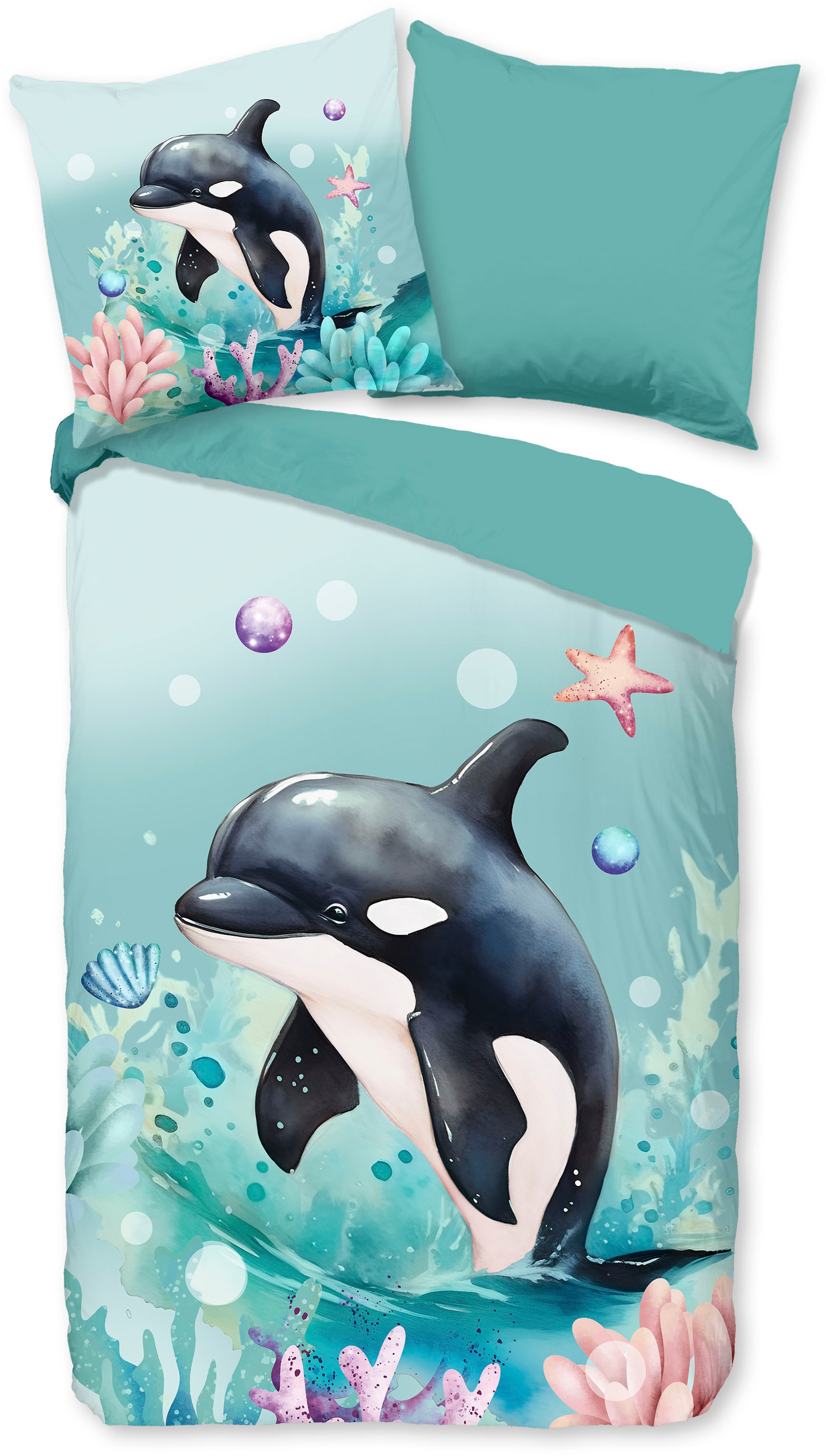 PURE luxury collection Kinderbettwäsche "Splash" Mikrofaser, 135x200, 2 Tei günstig online kaufen
