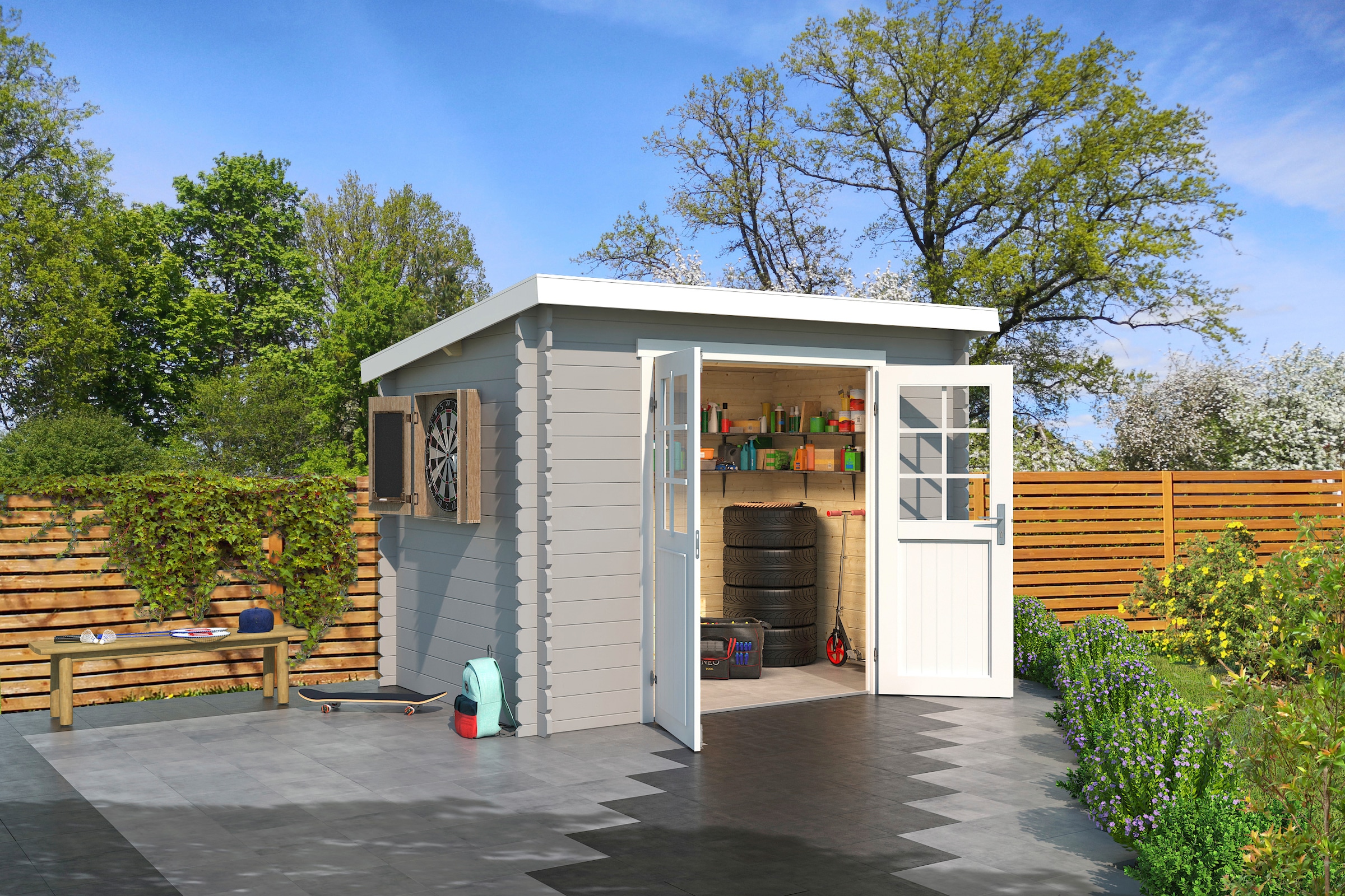 LASITA MAJA Gartenhaus "San Jose 175" Blockbohlenhaus 28mm