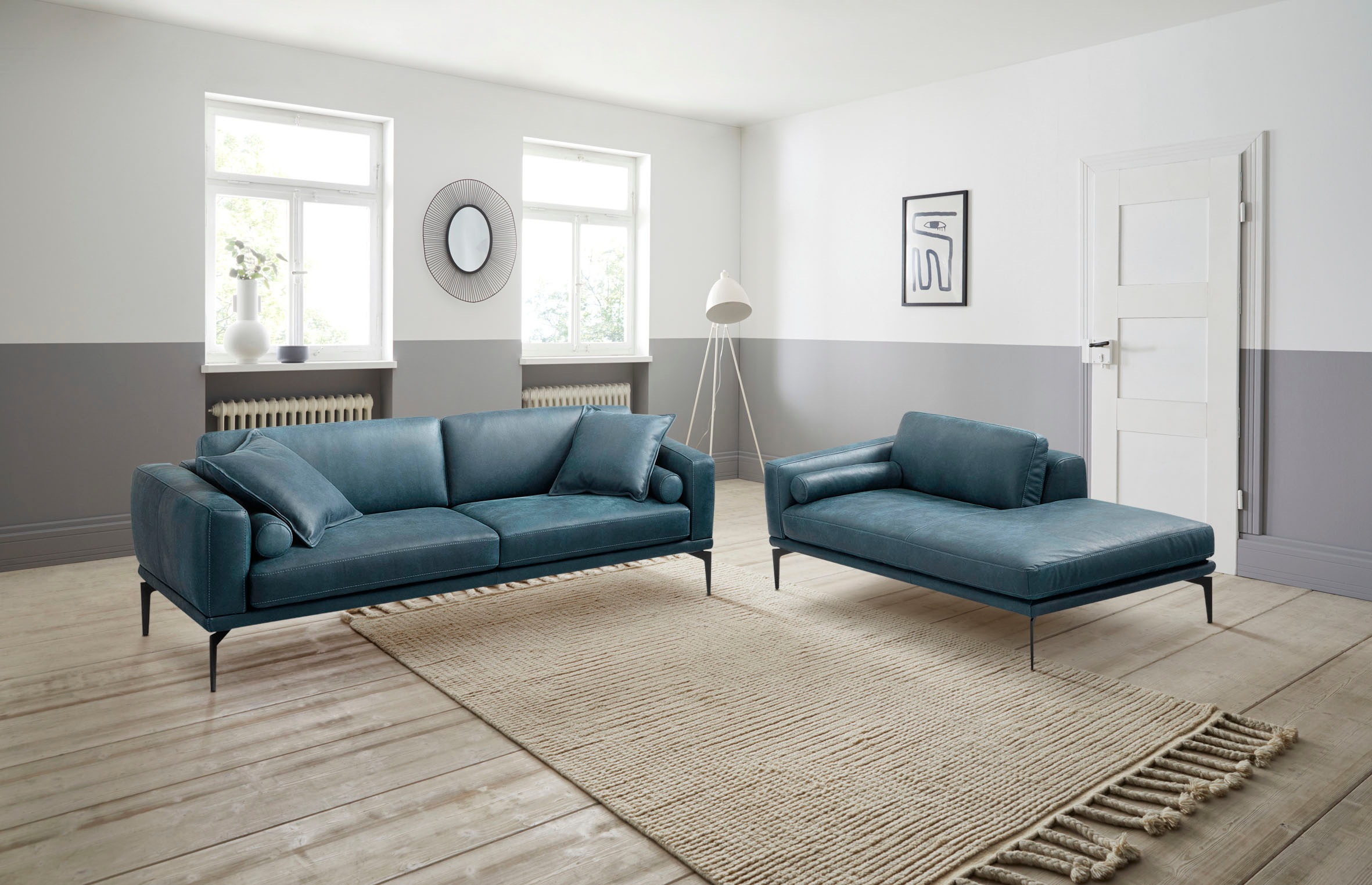 Egoitaliano Polstergarnitur »Masu, Design trifft sensationellen Sitzkomfort«, Höhe der Rückenkissen und Sitztiefe verstellbar, 3 Rollkissen