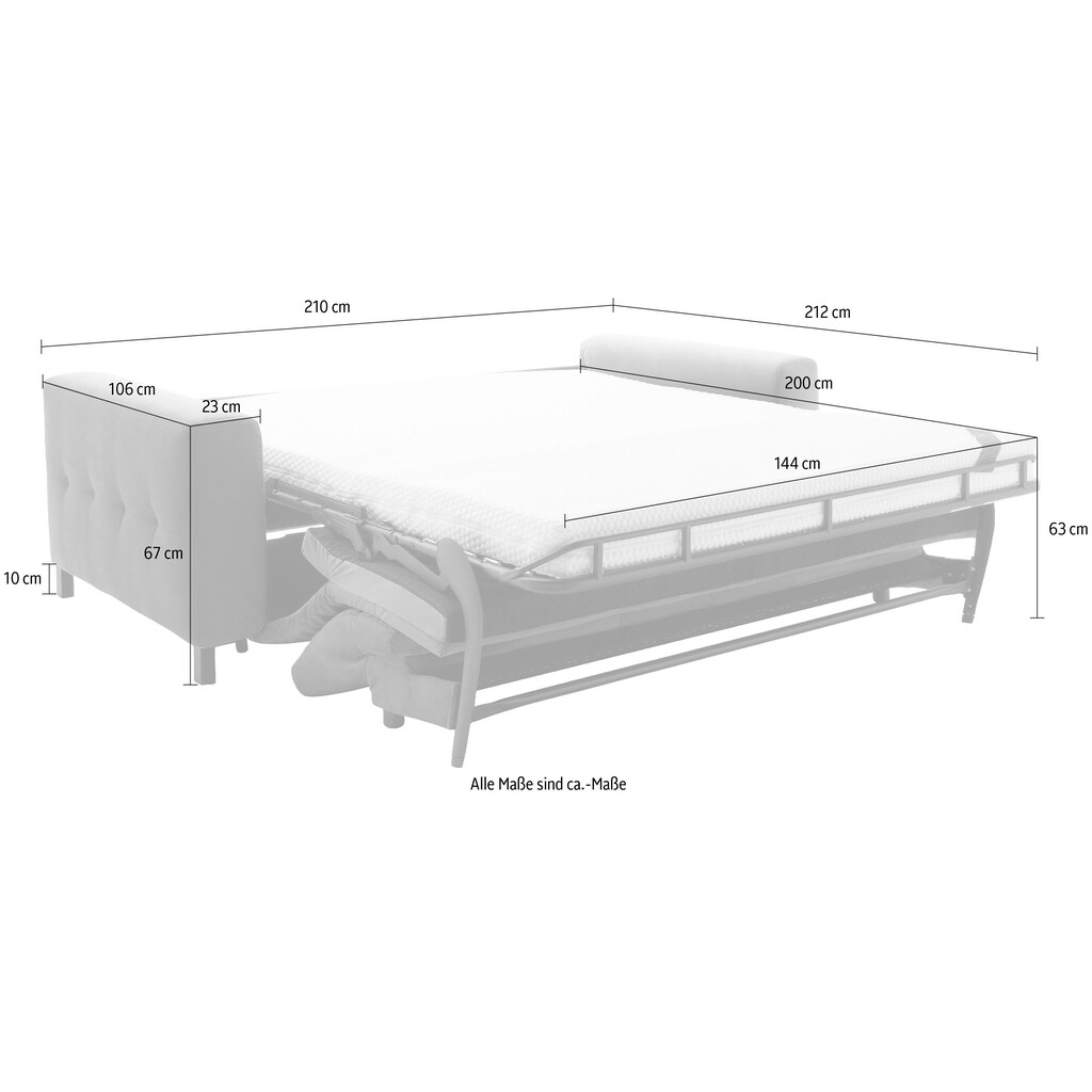 Places of Style Schlafsofa »Termini ; als Dauerschläfer geeignet durch hochwertigen Faltbeschlag«