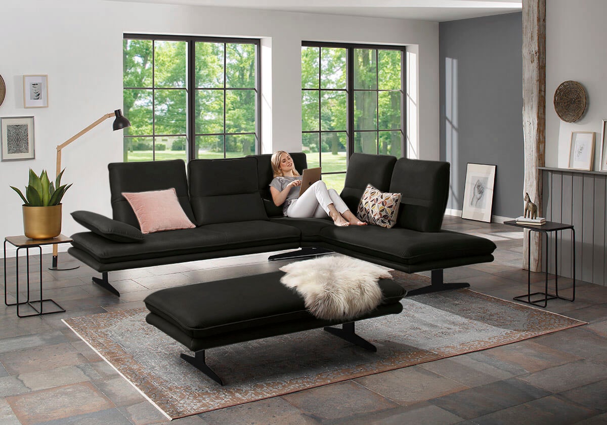 W.SCHILLIG Ecksofa "broadway, Designsofa, toller Sitzkomfort, zeitlos, elegant, L-Form" Sitztiefenverstellung, Kopfteil- & Seitenteilverstellung, Breite 284cm