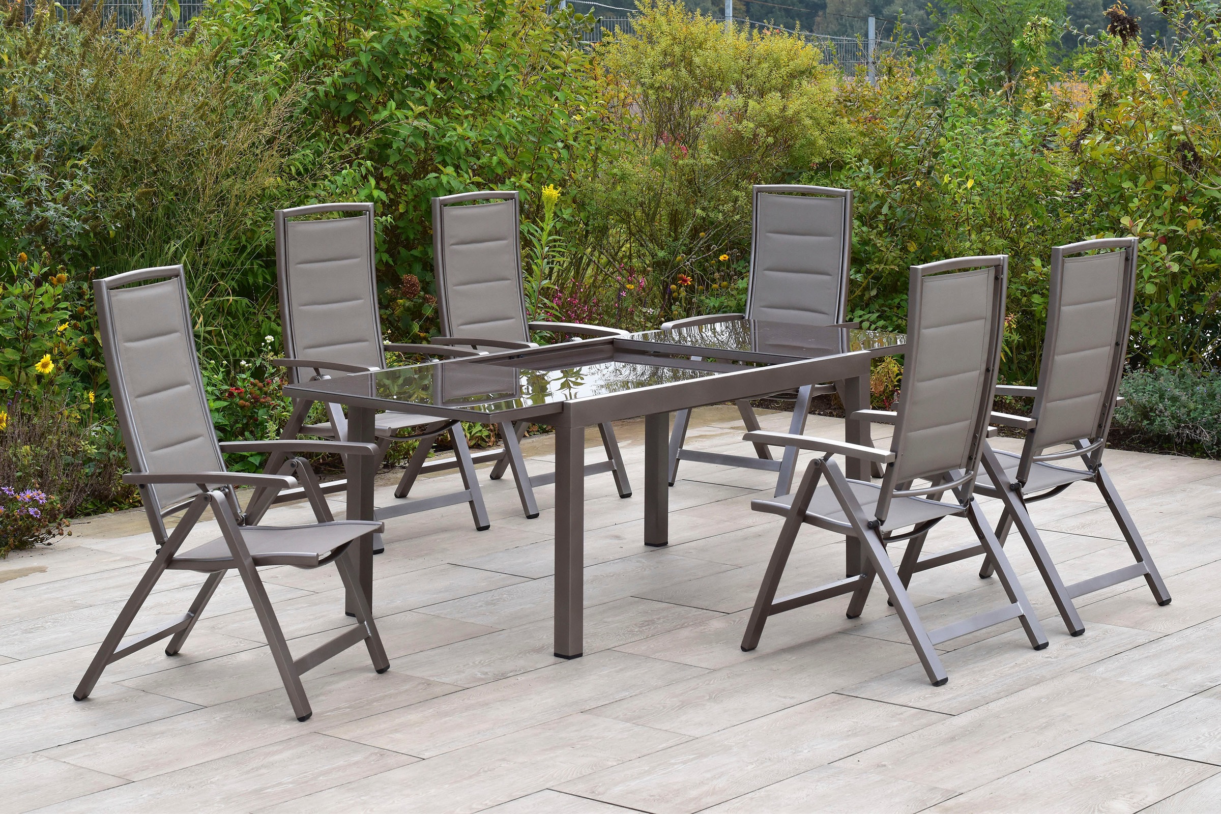 MERXX Garten-Essgruppe »»Tinetto««, (Set, 7 tlg.), Rückenlehne 5-fach verstellbar