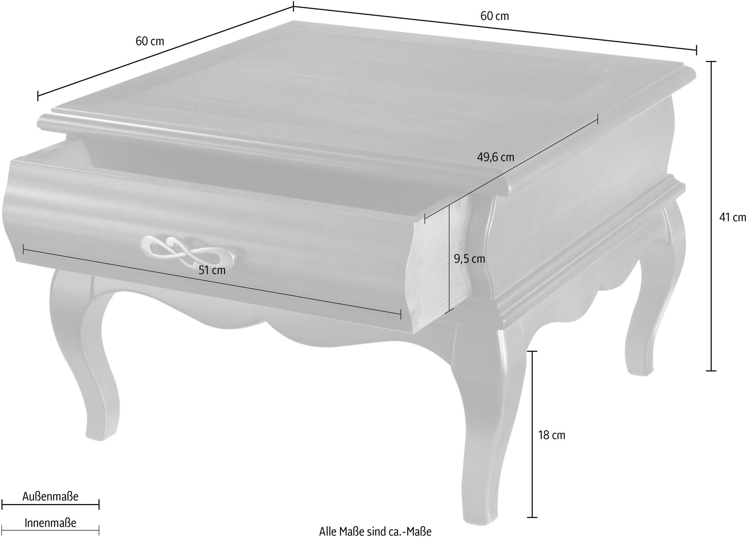 Home affaire Beistelltisch »Tische Leonardo«, Breite 60 cm