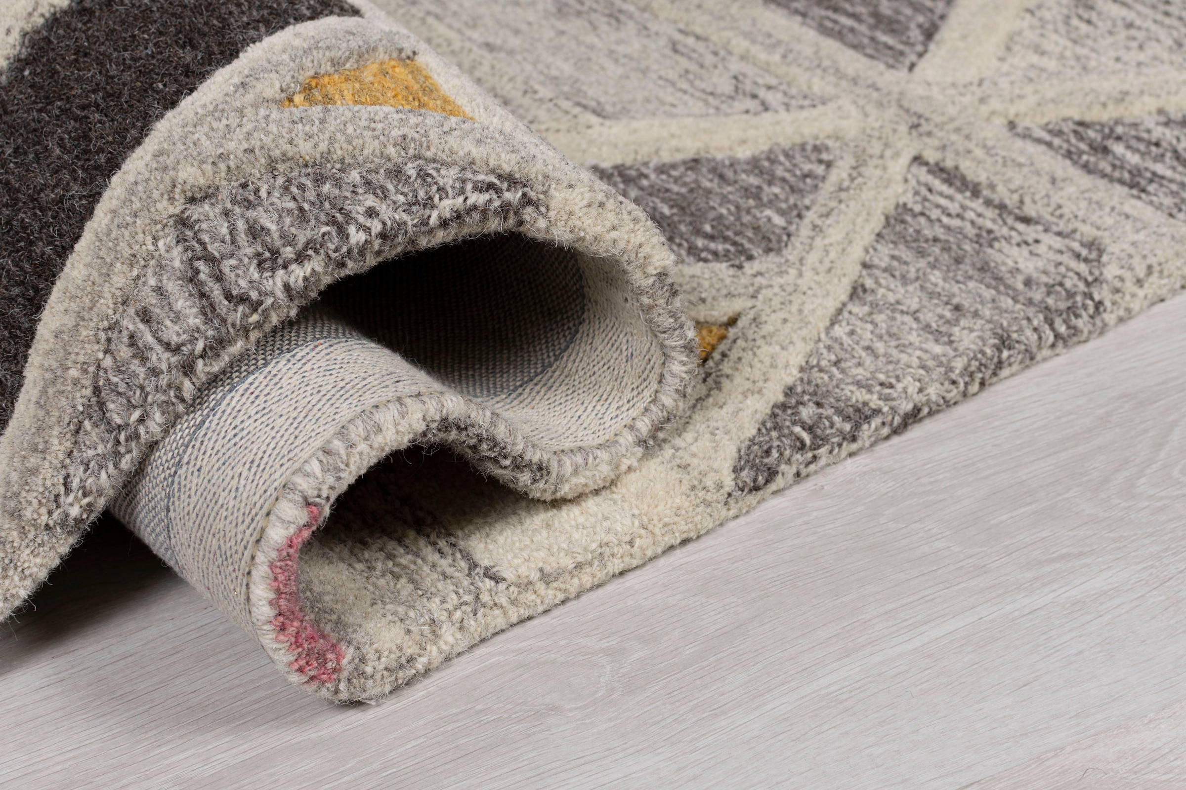 FLAIR RUGS Wollteppich »River«, rechteckig, 10 mm Höhe, fußbodenheizungsgeeignet, 100% Wolle, geometrisches Muster