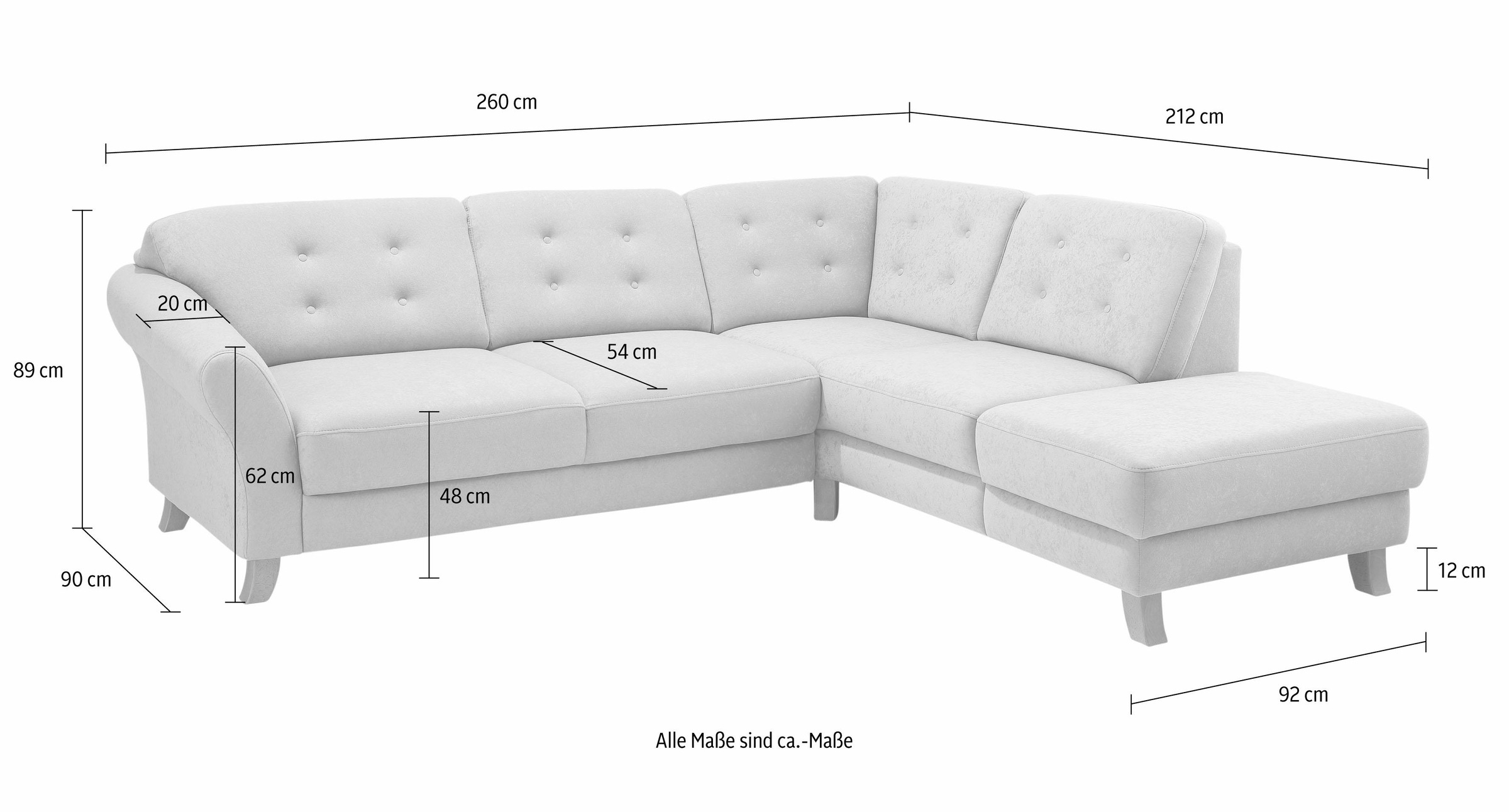 Home affaire Ecksofa »Trondheim L-Form«, mit Federkern