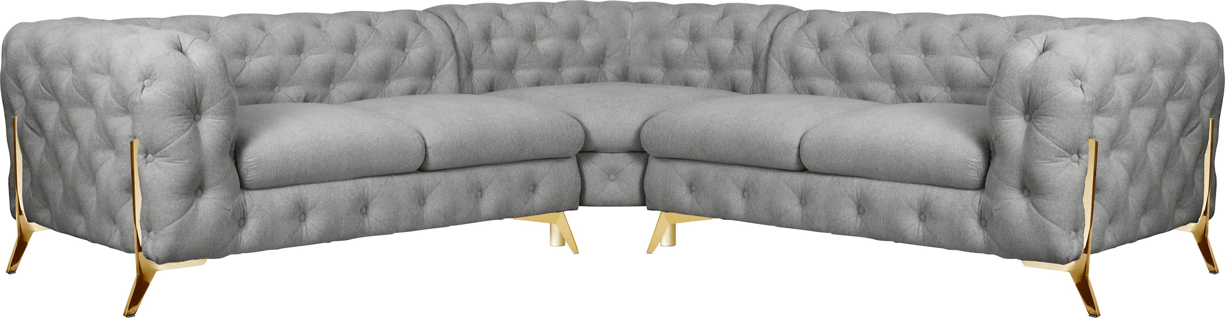 Leonique Chesterfield-Sofa "Amaury L-Form", Chesterfield-Optik, Breite/Tiefe je 262 cm, Fußfarbe wählbar