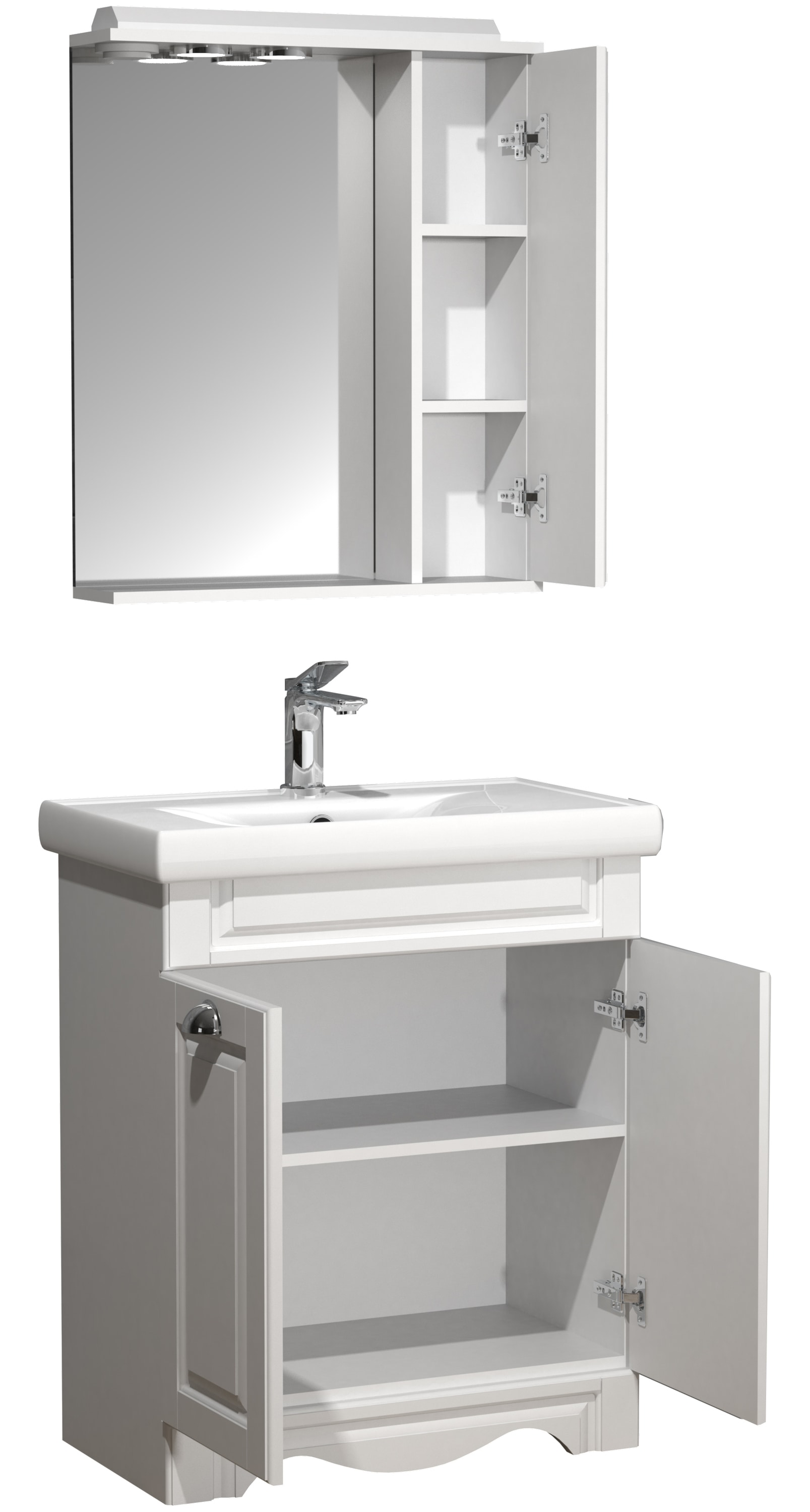 VCM Waschbeckenunterschrank »VCM 3-tlg. Waschplatz Waschtisch Breite 60 cm Badmöbel Set Waschbecken Spiegelschrank Landhaus Casalo L«, (3 St.)