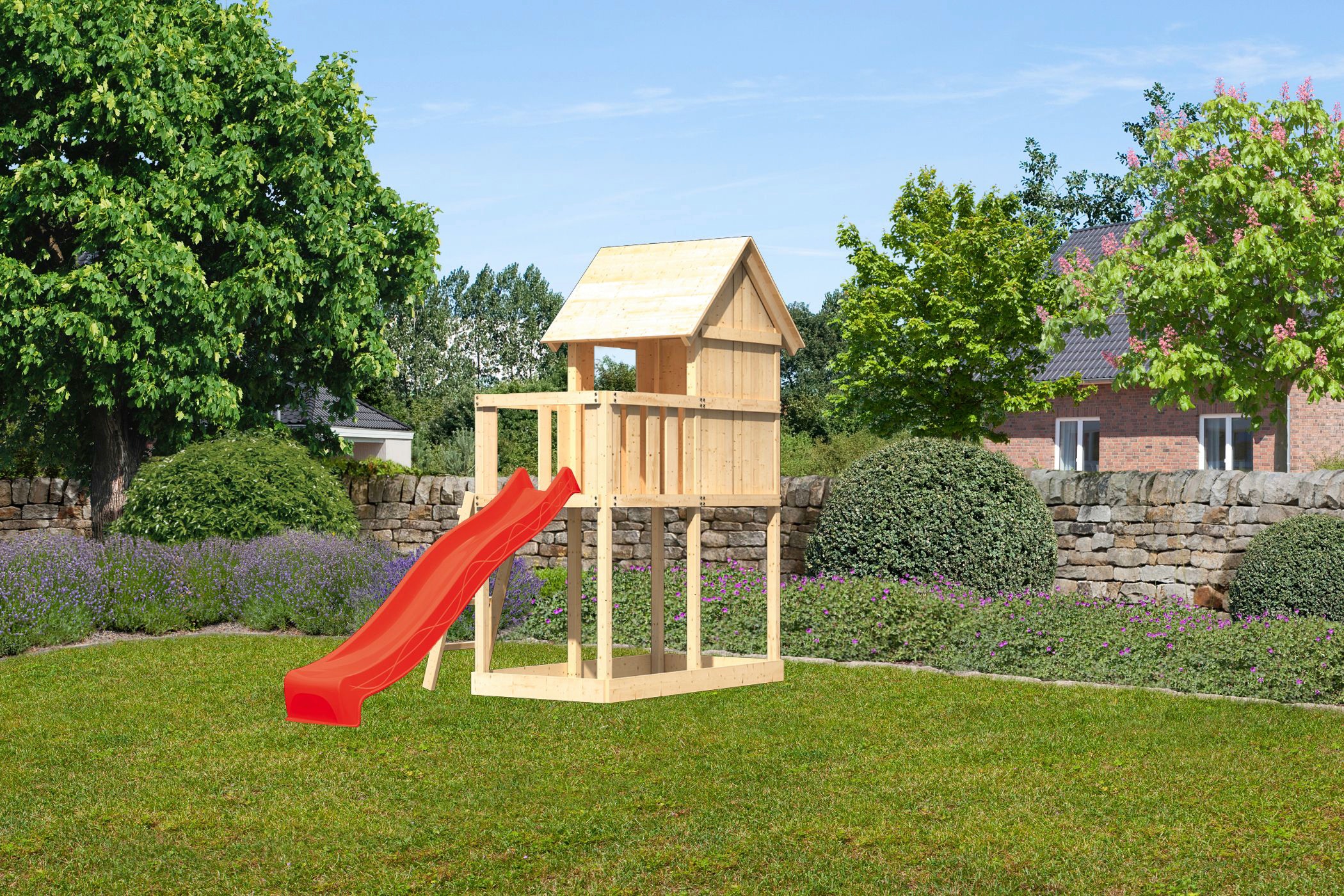 KONIFERA Jungen Spielturm "Finni", beige, Holzwerkstoff, B:107cm H:291cm T:202cm, Spieltürme, BxTxH: 107x202x291 cm